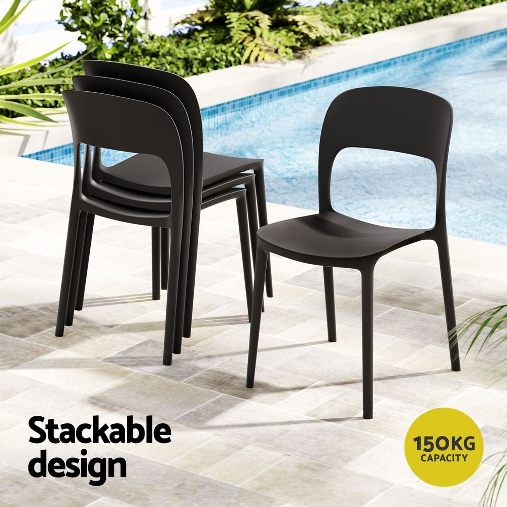 5-Piece Outdoor Dining Set with Foldable Table and Stackable Chairs - Black - Furniture > Outdoor > Outdoor Dining Sets - Rivercity House & Home Co. (ABN 18 642 972 209) - Affordable Modern Furniture Australia