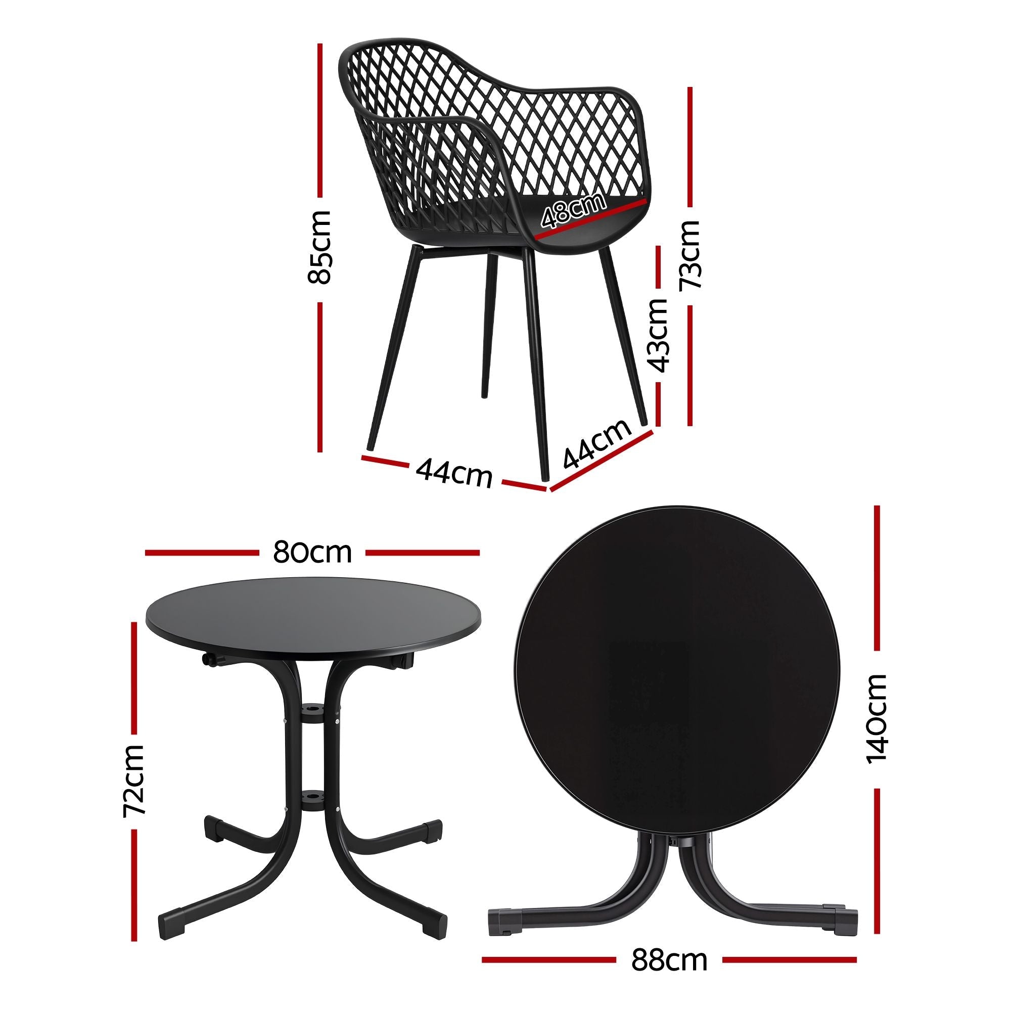 5-Piece Outdoor Dining Set with Table and Chairs for Patio and Garden - Black - Furniture > Outdoor > Outdoor Dining Sets - Rivercity House & Home Co. (ABN 18 642 972 209) - Affordable Modern Furniture Australia