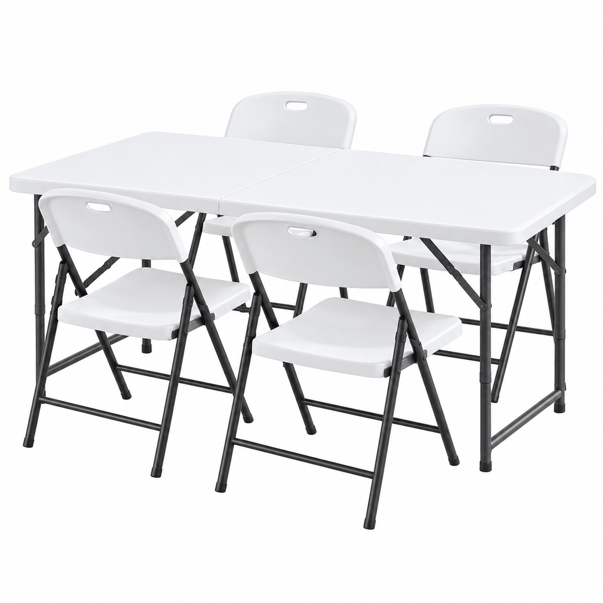 5-Piece Outdoor Folding Dining Set with Adjustable Height Table and Chairs - White - Furniture > Outdoor > Outdoor Dining Sets - Rivercity House & Home Co. (ABN 18 642 972 209) - Affordable Modern Furniture Australia