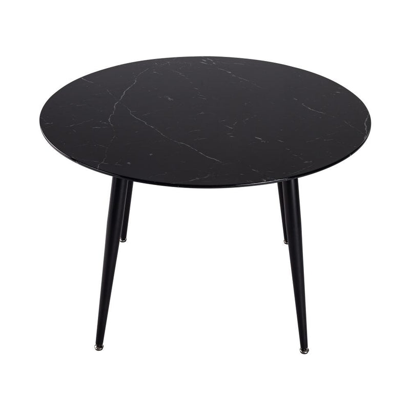 5 Piece Round Black Dining Table and Green Velvet Chair Set - Furniture > Outdoor - Rivercity House & Home Co. (ABN 18 642 972 209) - Affordable Modern Furniture Australia