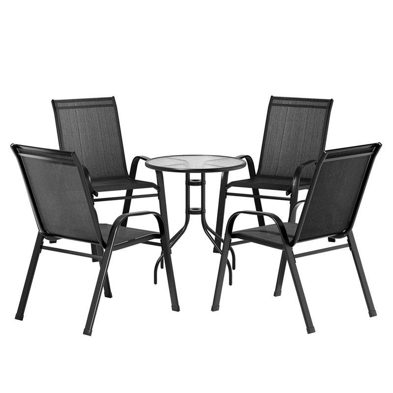 5 Piece Stackable Bistro Set - Furniture > Outdoor - Rivercity House & Home Co. (ABN 18 642 972 209) - Affordable Modern Furniture Australia