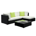 5 Piece Wicker Outdoor Lounge with Storage Cover - Beige