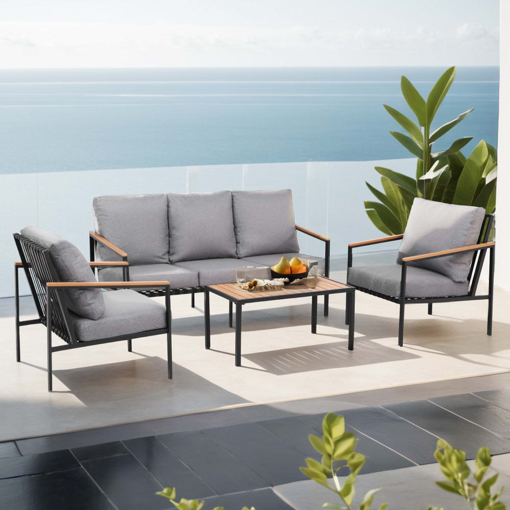 5 Seater Outdoor Sofa Set 4PCS Table Chair Garden Bench Patio Furniture - Furniture > Outdoor > Outdoor Sofas & Lounge Sets - Rivercity House & Home Co. (ABN 18 642 972 209) - Affordable Modern Furniture Australia