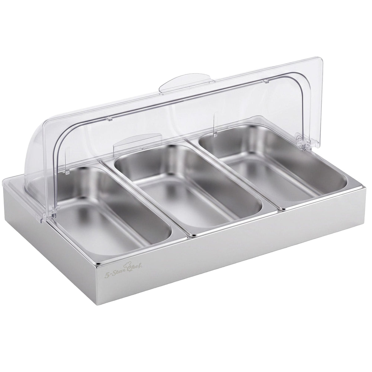 5-Star Chef 3 Pan Food Serving Display Stainless Steel with Clear Roll Top Cover - Home & Garden > Kitchenware > Food Storage - Rivercity House & Home Co. (ABN 18 642 972 209) - Affordable Modern Furniture Australia
