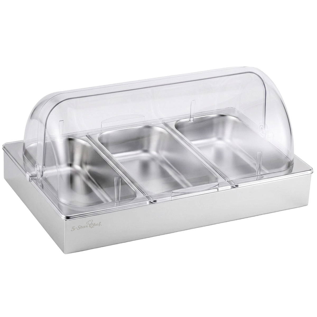 5-Star Chef 3 Pan Food Serving Display Stainless Steel with Clear Roll Top Cover - Home & Garden > Kitchenware > Food Storage - Rivercity House & Home Co. (ABN 18 642 972 209) - Affordable Modern Furniture Australia