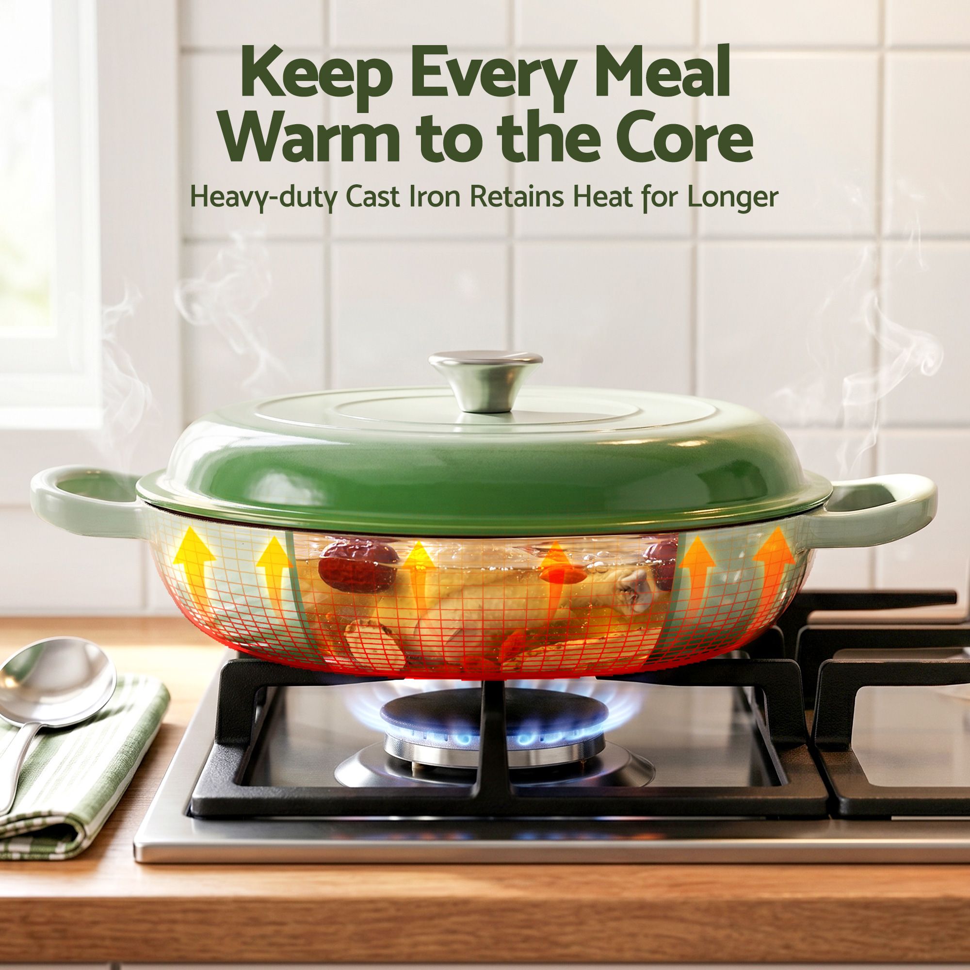 5 - Star Chef 3.3L Enameled Cast Iron Dutch Oven Pot with Lid for Sourdough Bread Baking - Appliances > Kitchen Appliances > Kitchen Appliance Accessories - Rivercity House & Home Co. (ABN 18 642 972 209) - Affordable Modern Furniture Australia