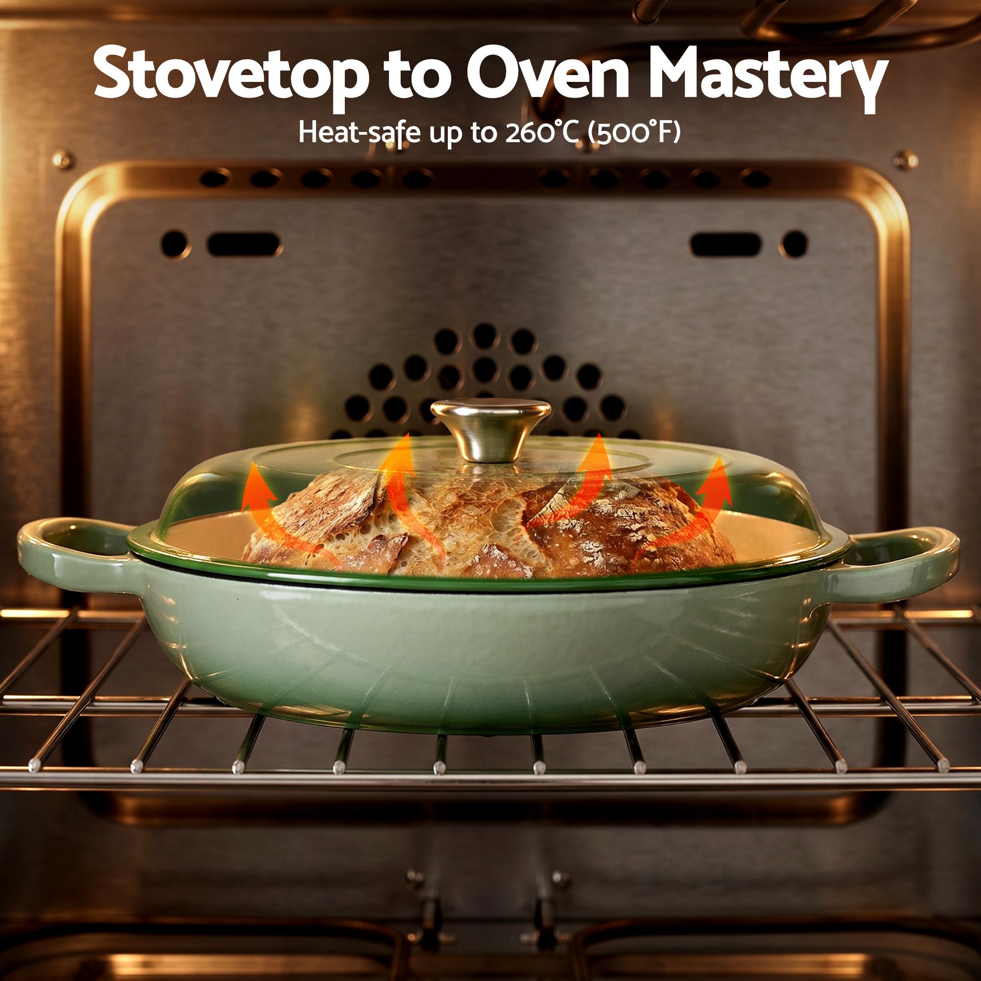 5 - Star Chef 3.3L Enameled Cast Iron Dutch Oven Pot with Lid for Sourdough Bread Baking - Appliances > Kitchen Appliances > Kitchen Appliance Accessories - Rivercity House & Home Co. (ABN 18 642 972 209) - Affordable Modern Furniture Australia