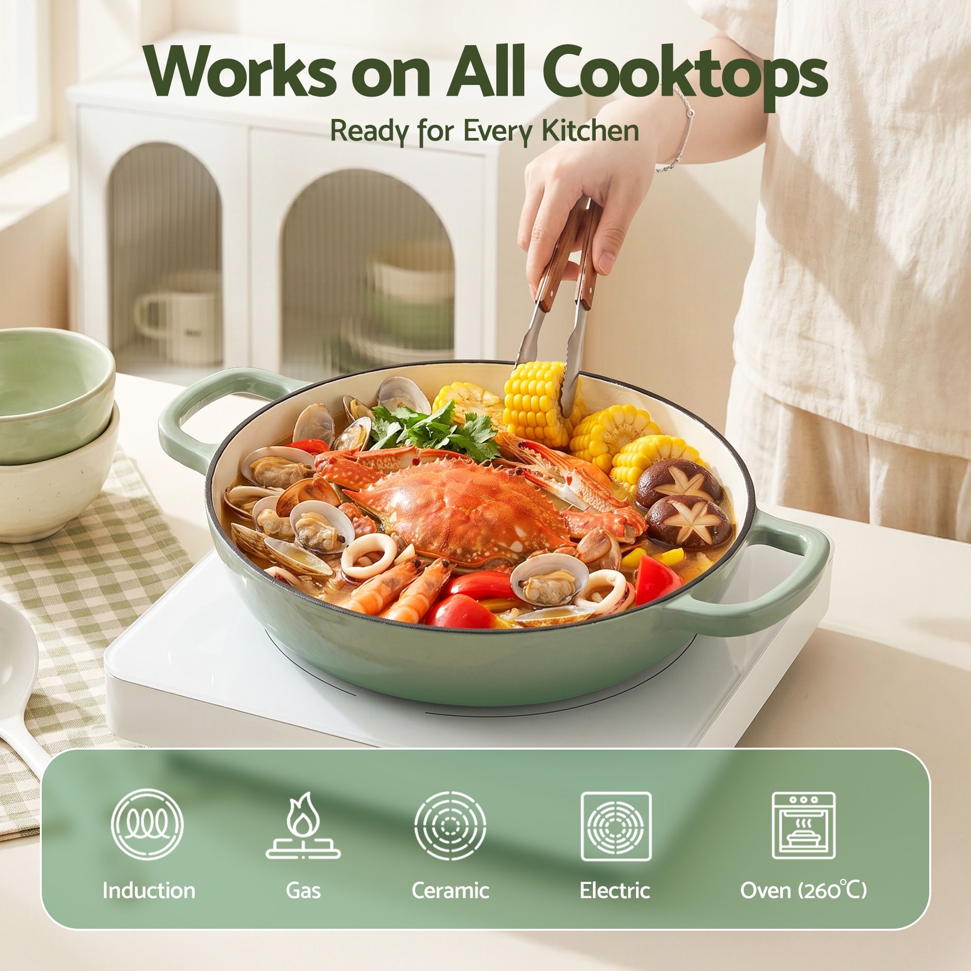 5 - Star Chef 3.3L Enameled Cast Iron Dutch Oven Pot with Lid for Sourdough Bread Baking - Appliances > Kitchen Appliances > Kitchen Appliance Accessories - Rivercity House & Home Co. (ABN 18 642 972 209) - Affordable Modern Furniture Australia