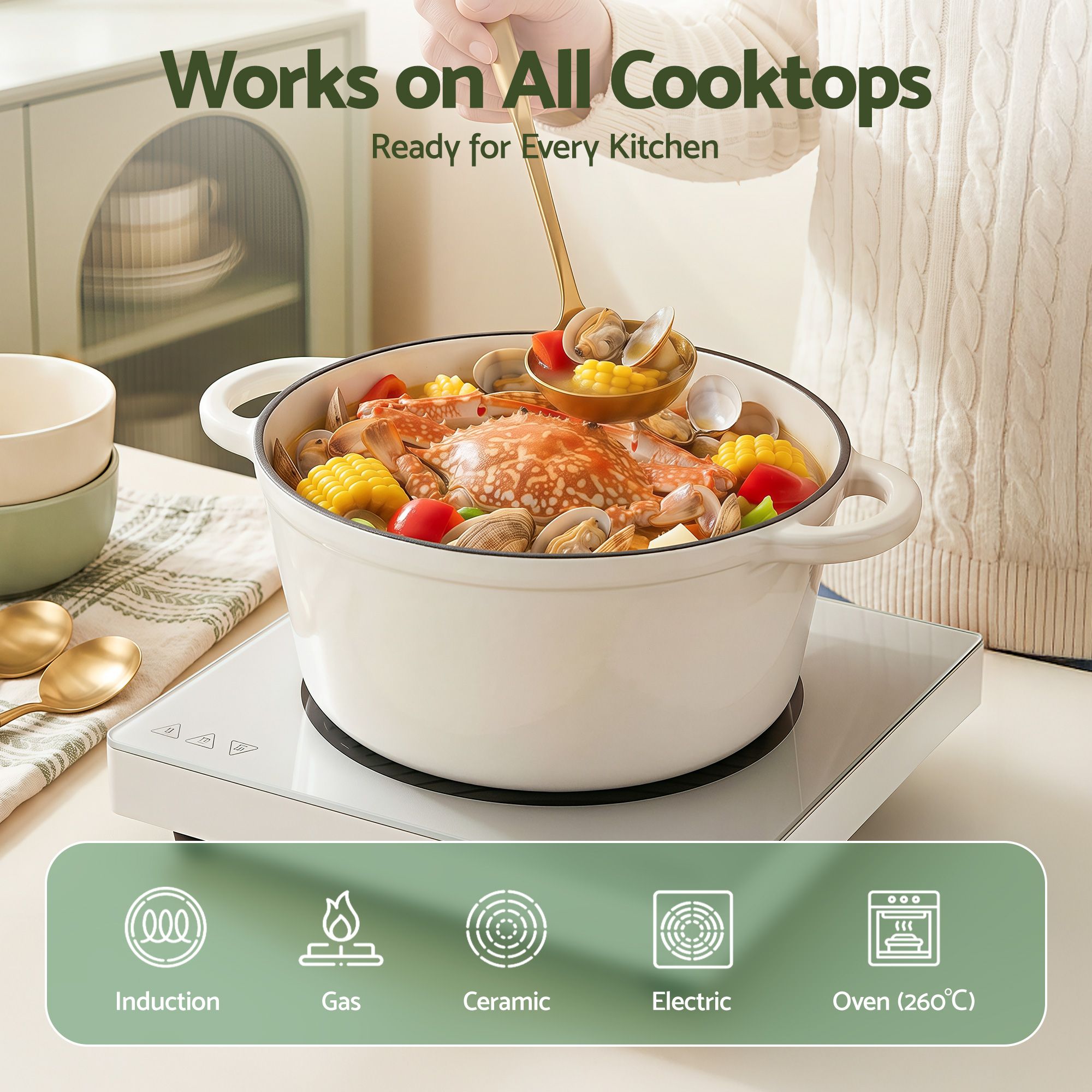 5 - Star Chef 3.8L Enameled Cast Iron Dutch Oven Pot with Lid for Sourdough Bread Baking - Appliances > Kitchen Appliances > Kitchen Appliance Accessories - Rivercity House & Home Co. (ABN 18 642 972 209) - Affordable Modern Furniture Australia