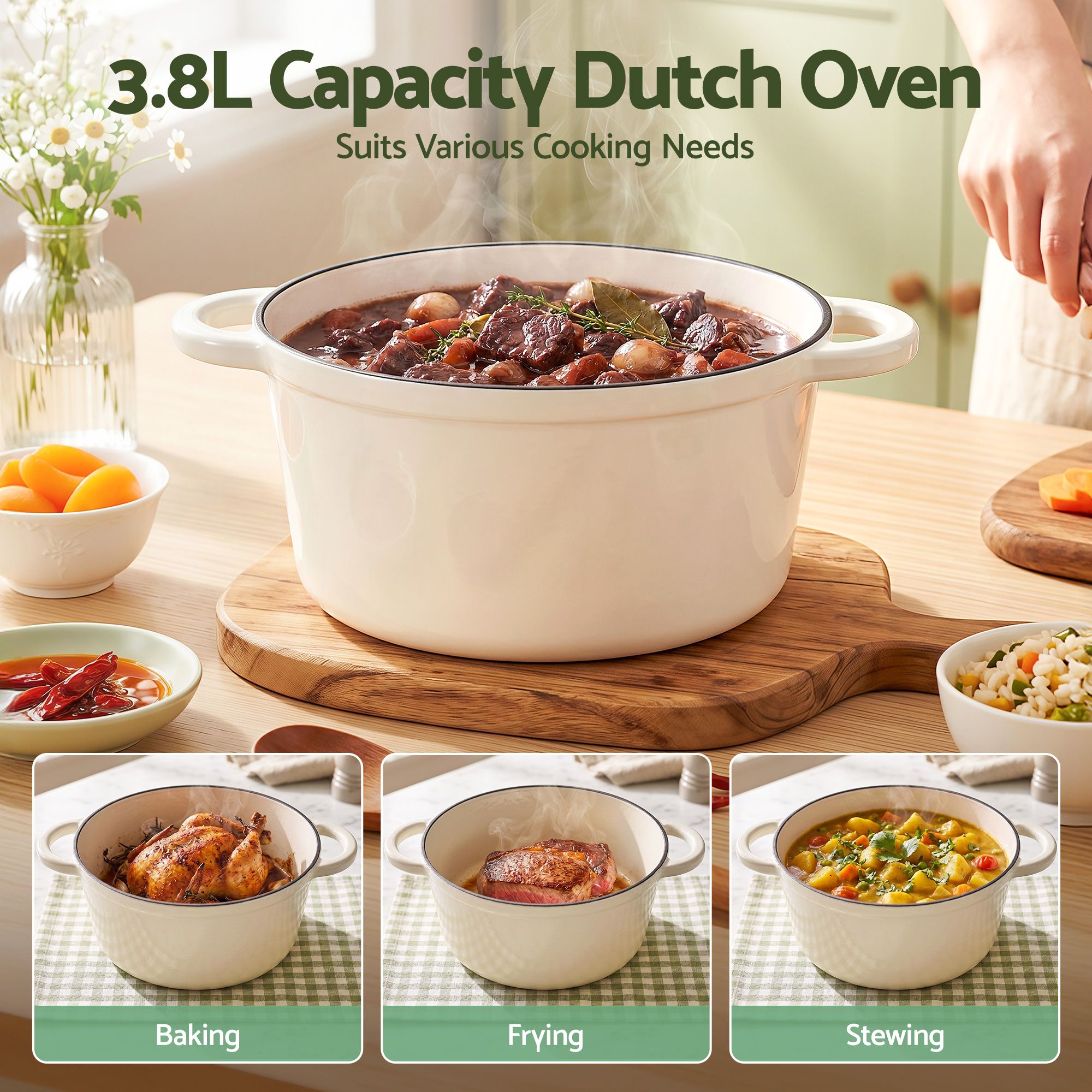5 - Star Chef 3.8L Enameled Cast Iron Dutch Oven Pot with Lid for Sourdough Bread Baking - Appliances > Kitchen Appliances > Kitchen Appliance Accessories - Rivercity House & Home Co. (ABN 18 642 972 209) - Affordable Modern Furniture Australia