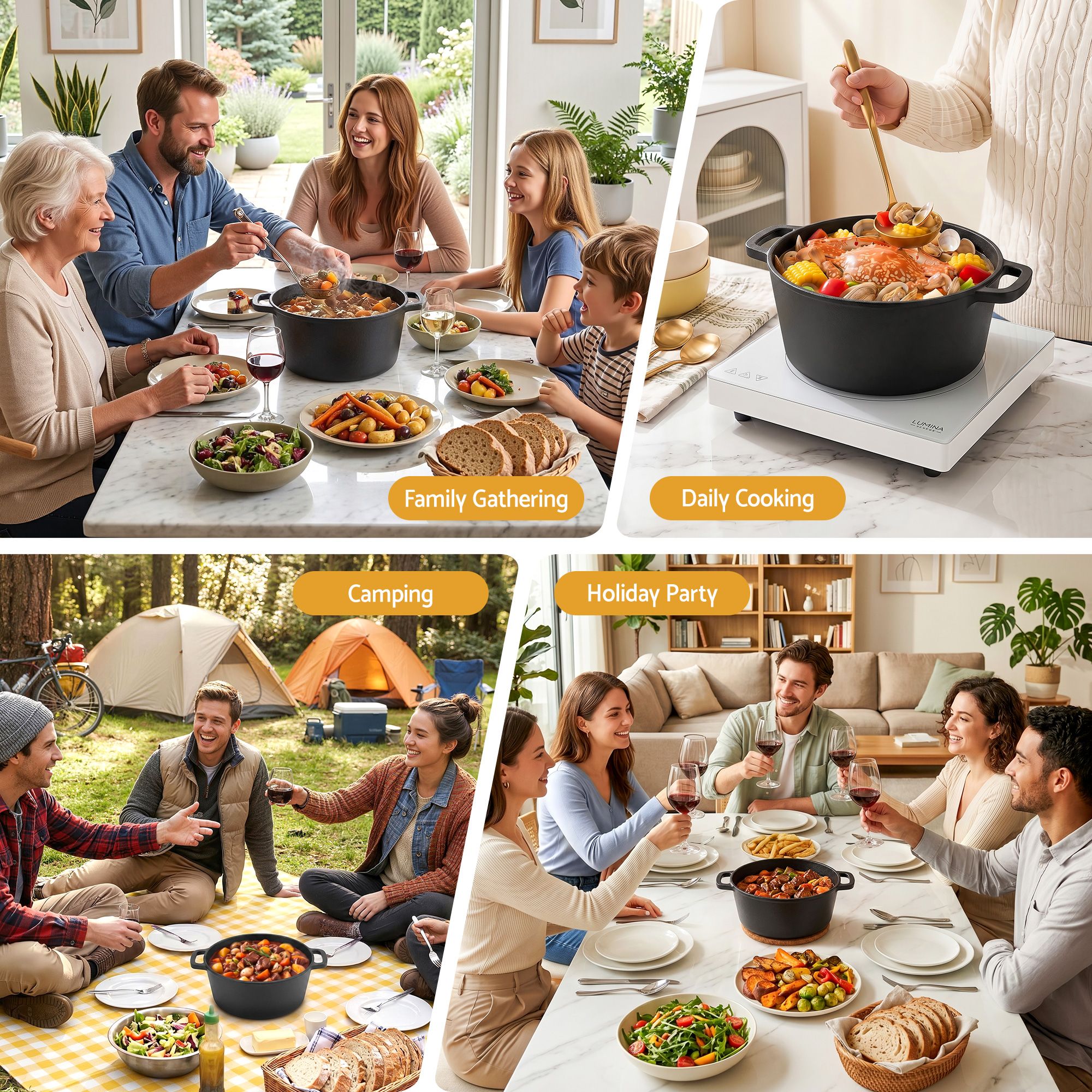 5 - Star Chef 5L 2 - In - 1 Pre - Seasoned Cast Iron Dutch Oven Pot with Lid and Dual Handles for Sourdough Bread Baking - Appliances > Kitchen Appliances > Kitchen Appliance Accessories - Rivercity House & Home Co. (ABN 18 642 972 209) - Affordable Modern Furniture Australia