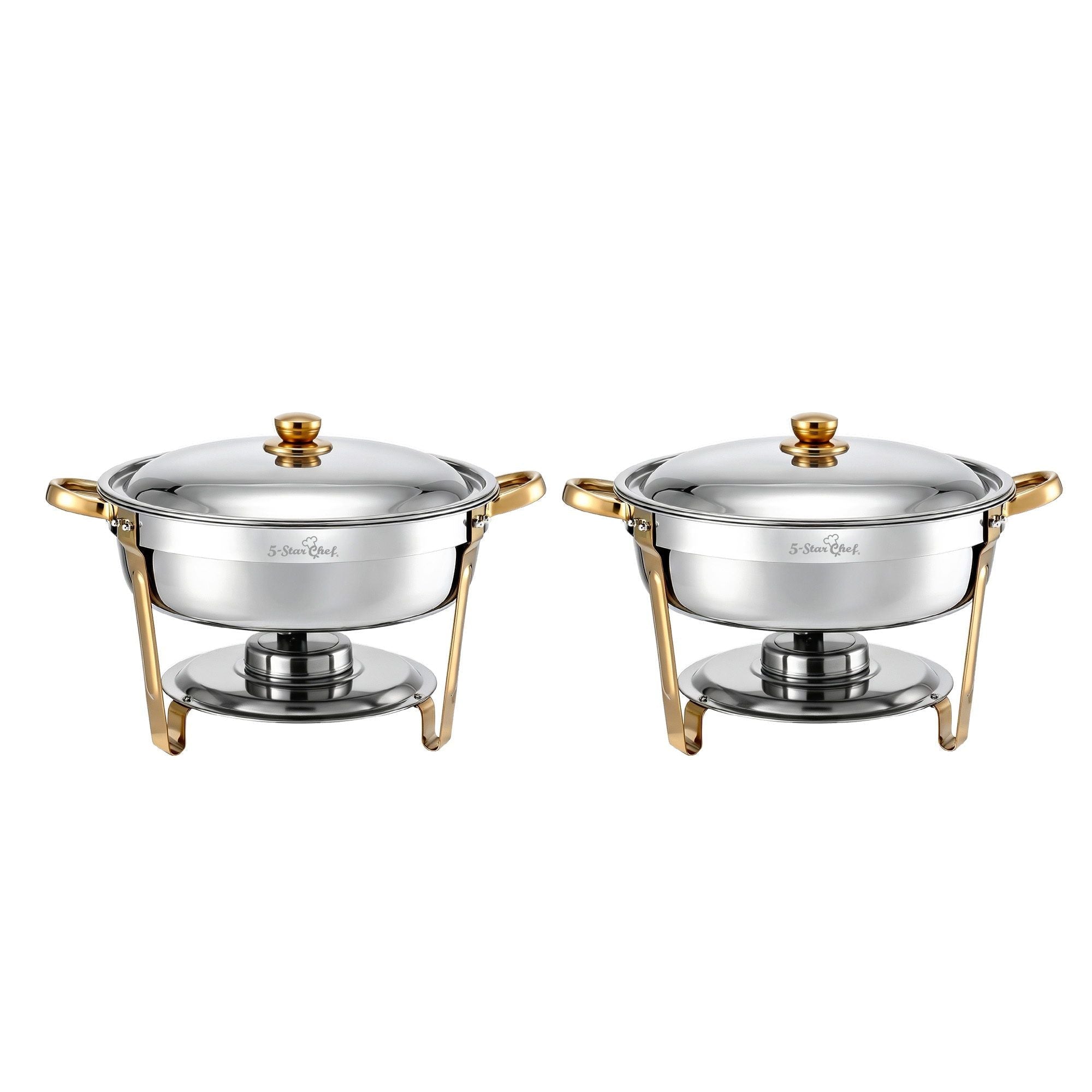 5-Star Chef 5L Chafing Dish Set 2-Pack, Food Warmer Catering Server Buffet - Appliances > Kitchen Appliances > Food Warmers & Chafing Dishes - Rivercity House & Home Co. (ABN 18 642 972 209) - Affordable Modern Furniture Australia