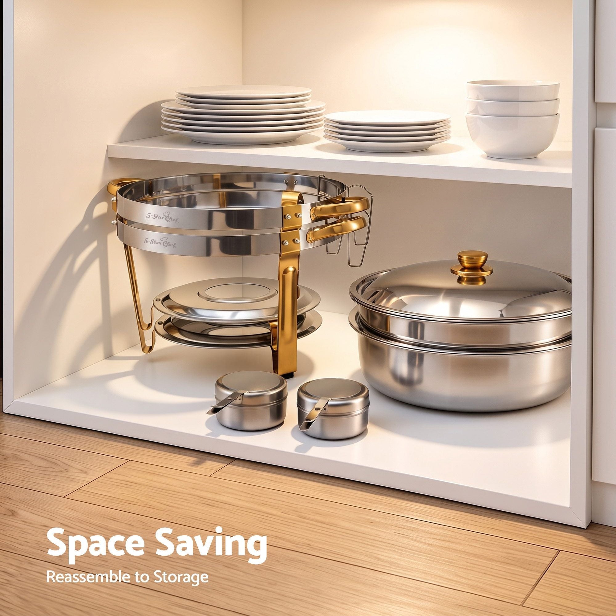 5-Star Chef 5L Chafing Dish Set 2-Pack, Food Warmer Catering Server Buffet - Appliances > Kitchen Appliances > Food Warmers & Chafing Dishes - Rivercity House & Home Co. (ABN 18 642 972 209) - Affordable Modern Furniture Australia