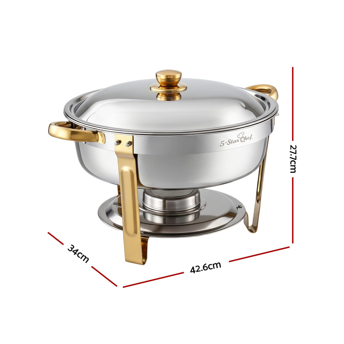 5-Star Chef 5L Chafing Dish Set 2-Pack, Food Warmer Catering Server Buffet - Appliances > Kitchen Appliances > Food Warmers & Chafing Dishes - Rivercity House & Home Co. (ABN 18 642 972 209) - Affordable Modern Furniture Australia