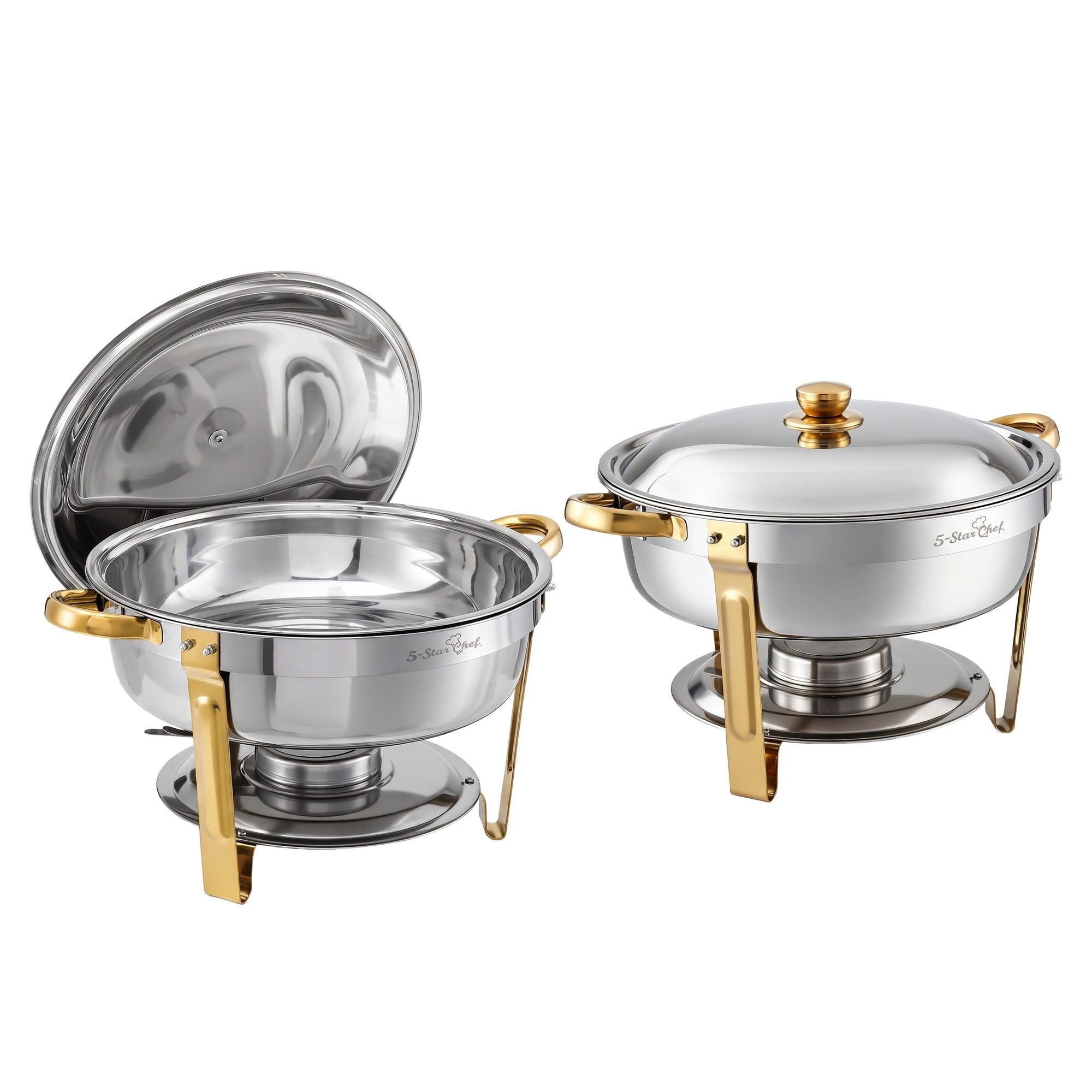 5-Star Chef 5L Chafing Dish Set 2-Pack, Food Warmer Catering Server Buffet - Appliances > Kitchen Appliances > Food Warmers & Chafing Dishes - Rivercity House & Home Co. (ABN 18 642 972 209) - Affordable Modern Furniture Australia