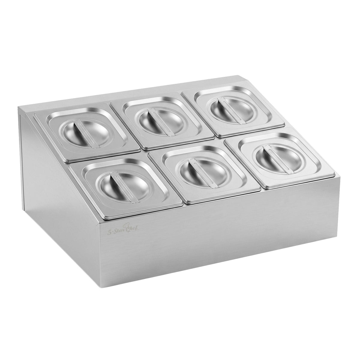 5-Star Chef 6 Pan Food Serving Display Container Stainless Steel Food Container Lids - Home & Garden > Kitchenware > Food Storage - Rivercity House & Home Co. (ABN 18 642 972 209) - Affordable Modern Furniture Australia