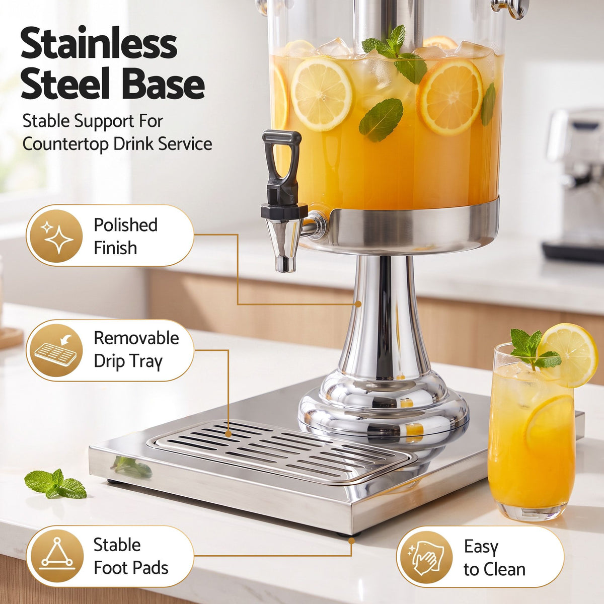 5-Star Chef 8L Beverage Juice Dispenser Tap Ice Tube Single Drip Tray - Home & Garden > Kitchenware > Drinkware - Rivercity House & Home Co. (ABN 18 642 972 209) - Affordable Modern Furniture Australia