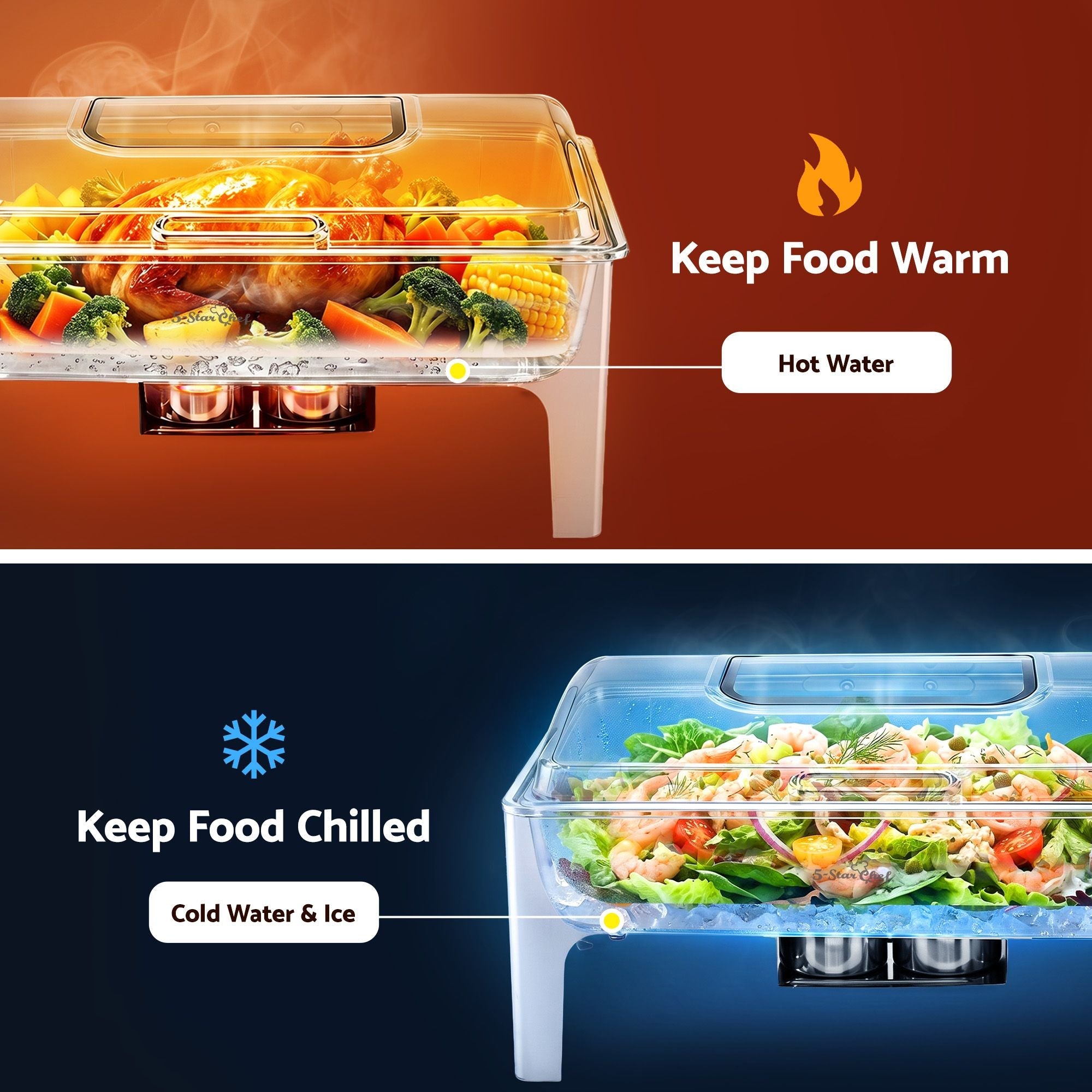 5-Star Chef 9L Chafing Dish Buffet Warmer Food Warmer Catering Server - Appliances > Kitchen Appliances > Food Warmers & Chafing Dishes - Rivercity House & Home Co. (ABN 18 642 972 209) - Affordable Modern Furniture Australia