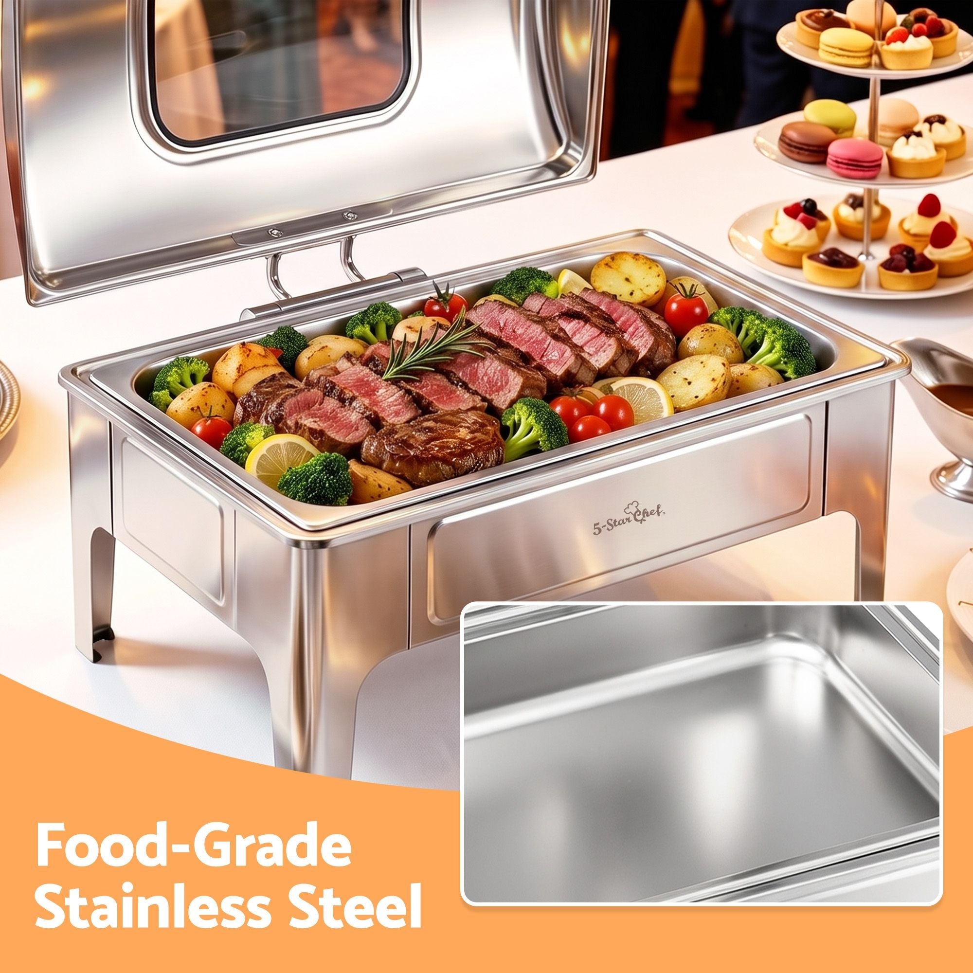 5-Star Chef 9L Chafing Dish Buffet Warmer Food Warmer Catering Server - Appliances > Kitchen Appliances > Food Warmers & Chafing Dishes - Rivercity House & Home Co. (ABN 18 642 972 209) - Affordable Modern Furniture Australia