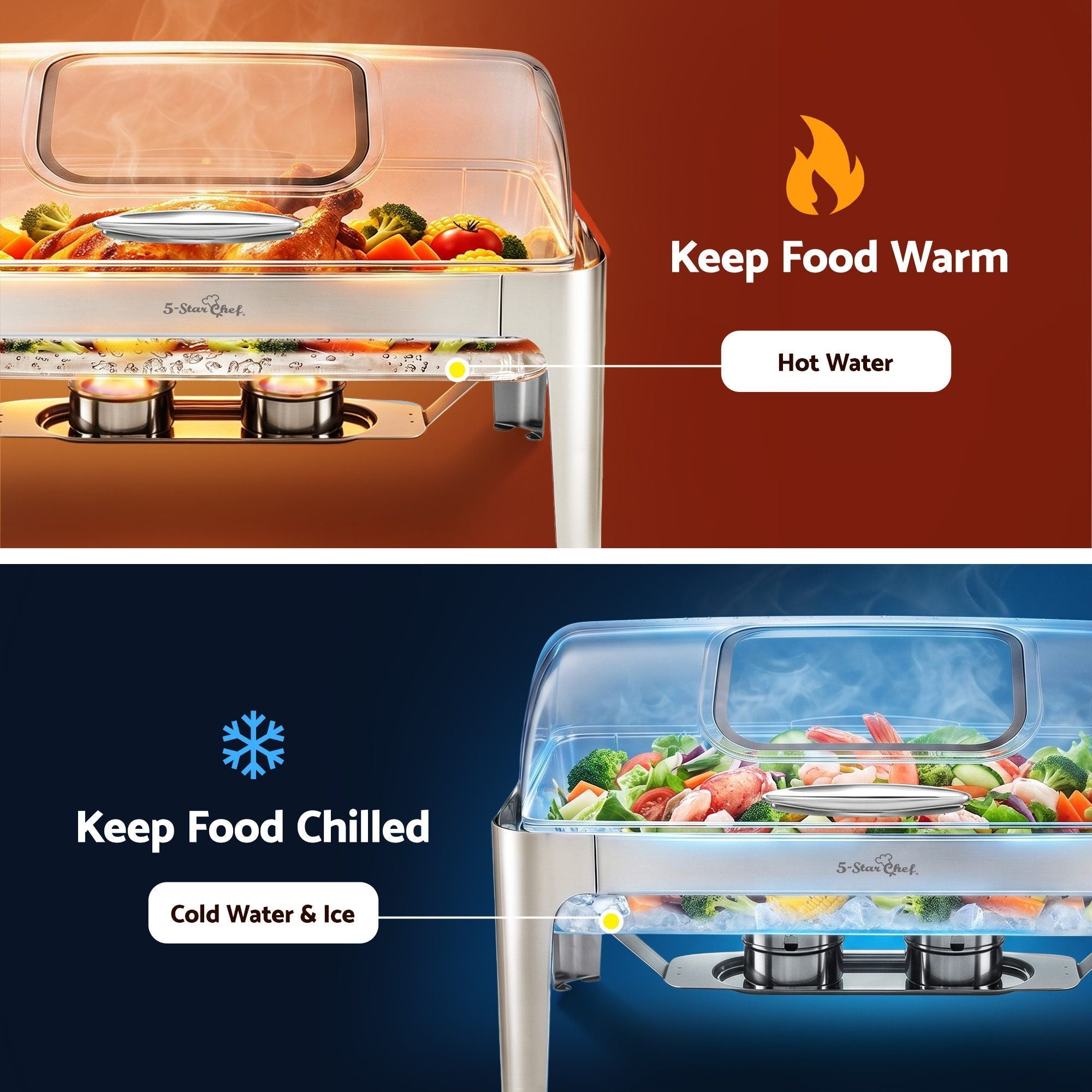 5 Star Chef 9L Chafing Dish Buffet Warmer Food Warmer Catering Server - Appliances > Kitchen Appliances > Food Warmers & Chafing Dishes - Rivercity House & Home Co. (ABN 18 642 972 209) - Affordable Modern Furniture Australia