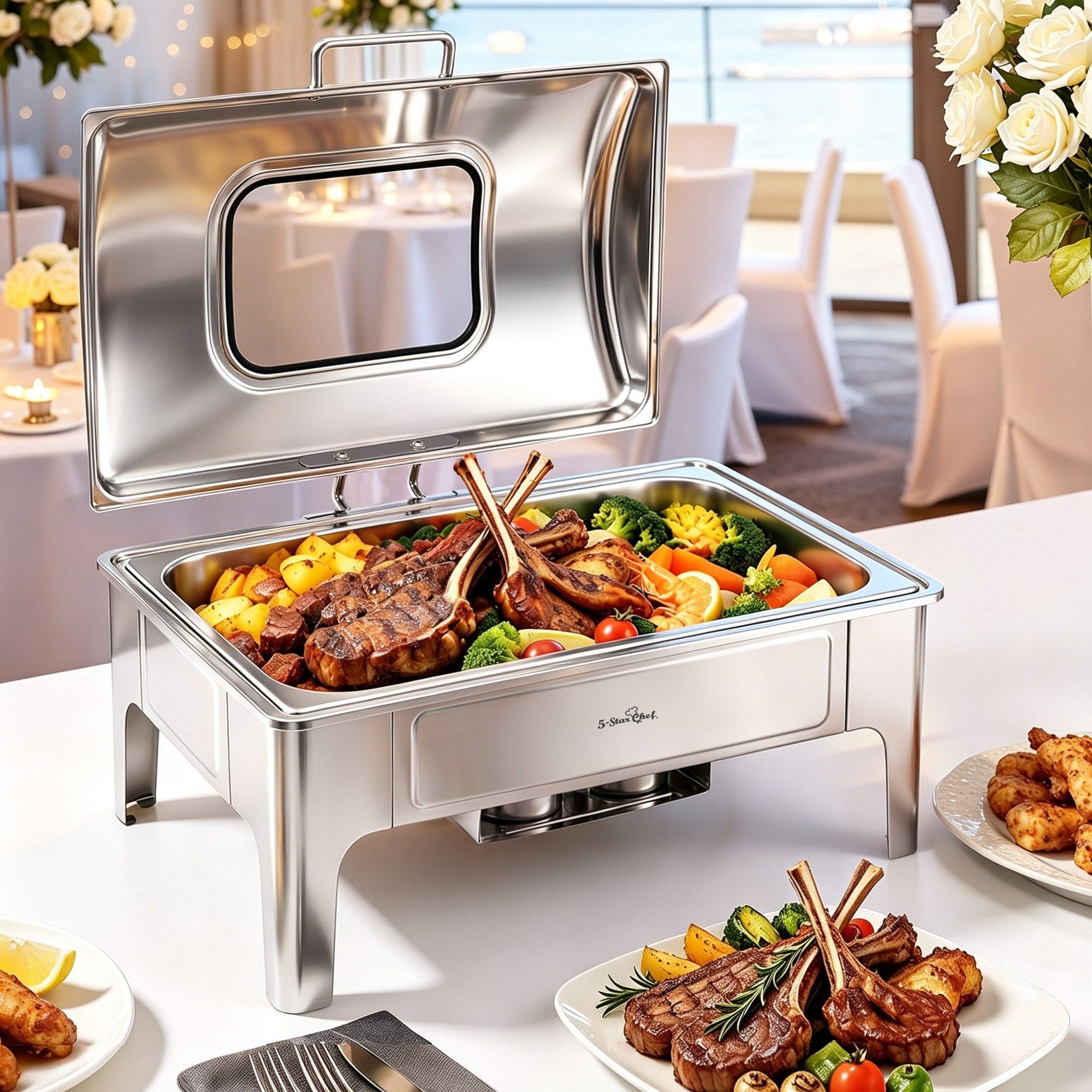 5-Star Chef 9L Chafing Dish Buffet Warmer Food Warmer Catering Server - Appliances > Kitchen Appliances > Food Warmers & Chafing Dishes - Rivercity House & Home Co. (ABN 18 642 972 209) - Affordable Modern Furniture Australia