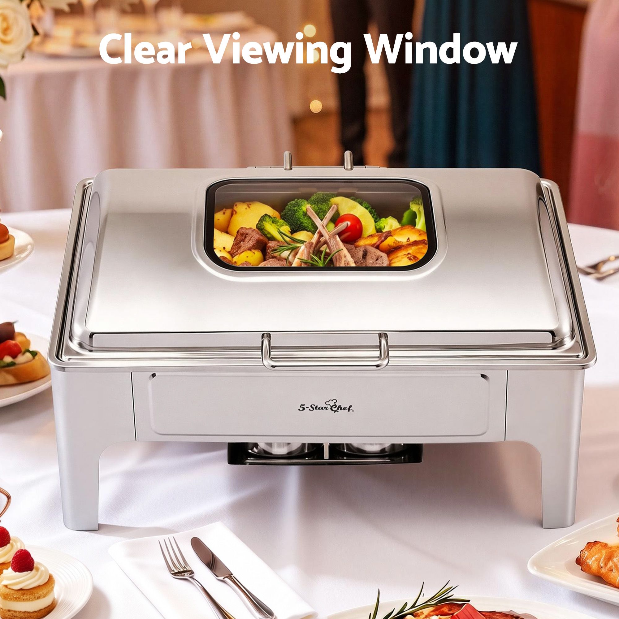 5-Star Chef 9L Chafing Dish Buffet Warmer Food Warmer Catering Server - Appliances > Kitchen Appliances > Food Warmers & Chafing Dishes - Rivercity House & Home Co. (ABN 18 642 972 209) - Affordable Modern Furniture Australia