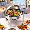 9L Round Chafing Dish Buffet Warmer Food Server - Stainless Steel