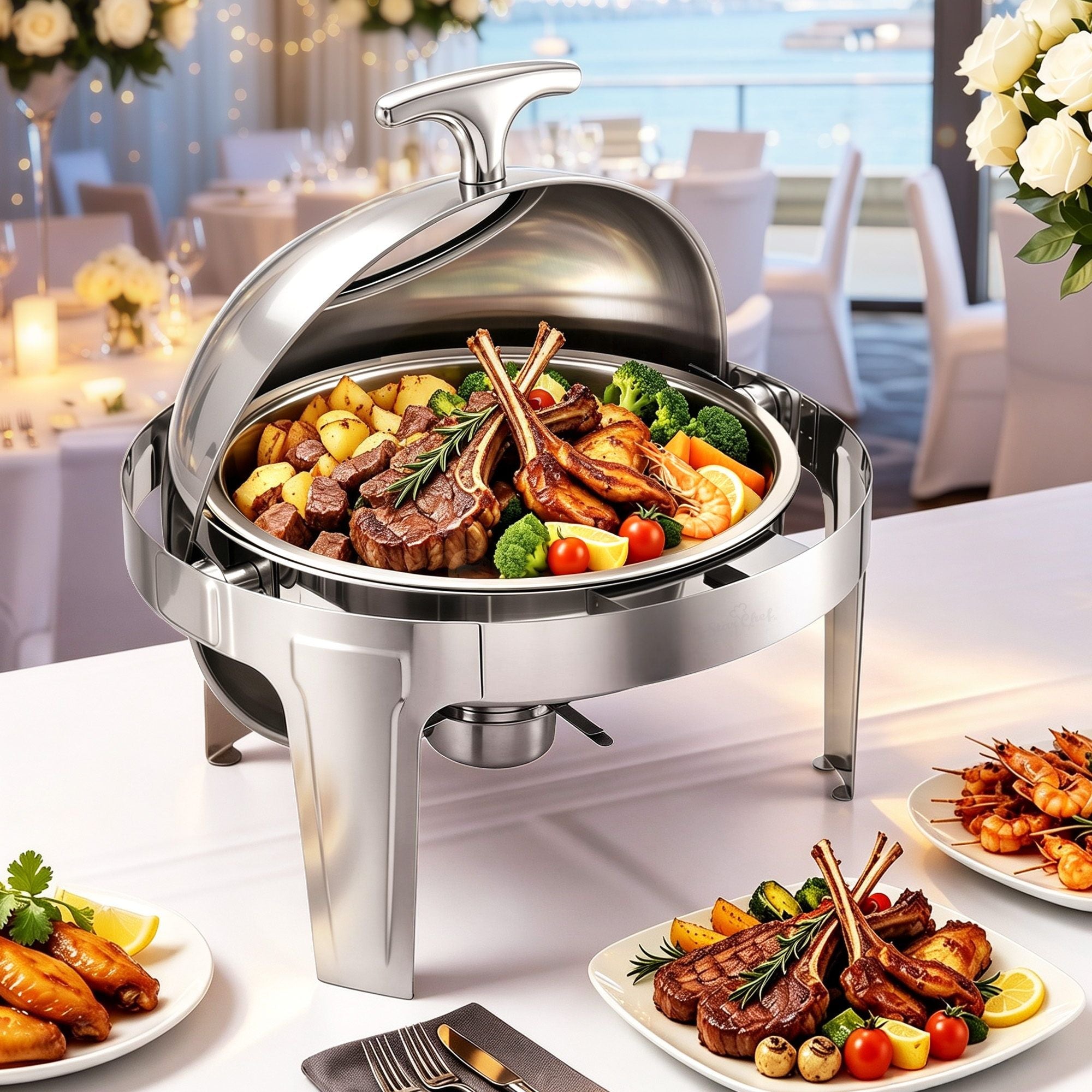 5-Star Chef 9L Chafing Dish Buffet Warmer Food Warmer Catering Server Round - Appliances > Kitchen Appliances > Food Warmers & Chafing Dishes - Rivercity House & Home Co. (ABN 18 642 972 209) - Affordable Modern Furniture Australia