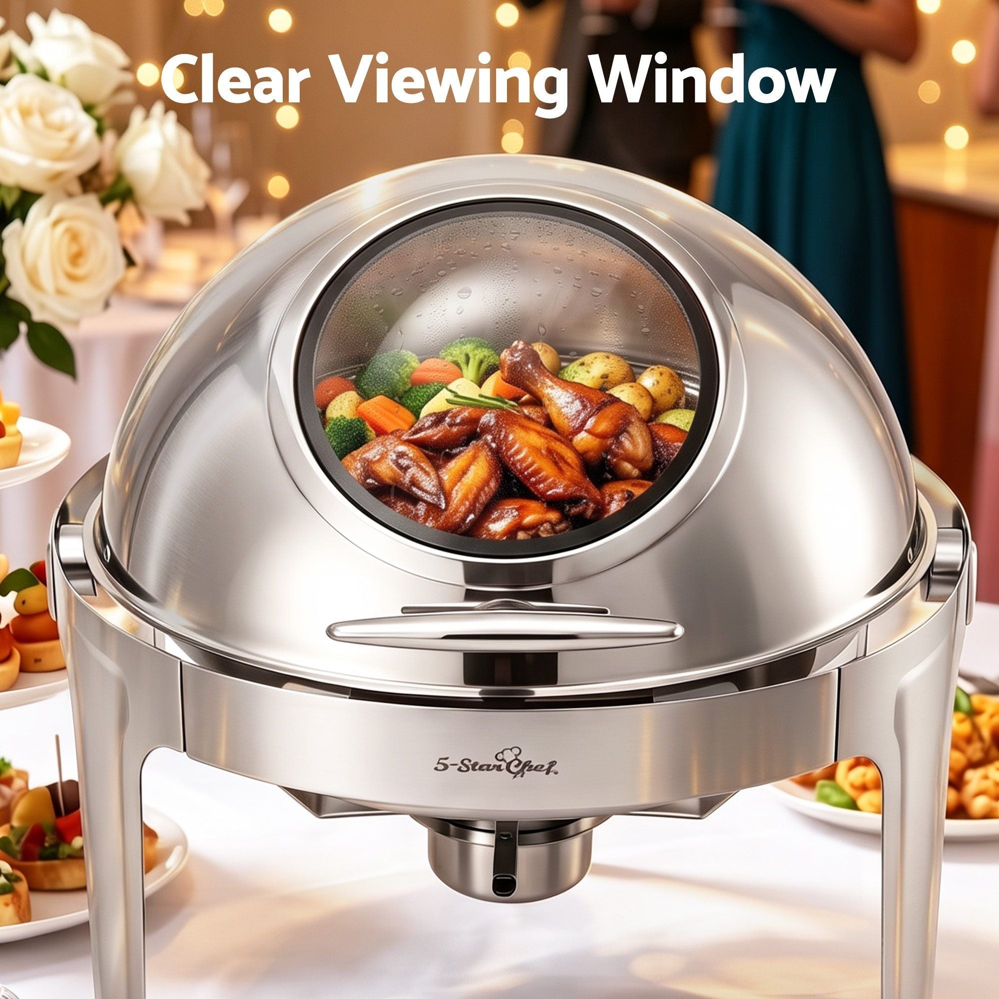 5-Star Chef 9L Chafing Dish Buffet Warmer Food Warmer Catering Server Round - Appliances > Kitchen Appliances > Food Warmers & Chafing Dishes - Rivercity House & Home Co. (ABN 18 642 972 209) - Affordable Modern Furniture Australia