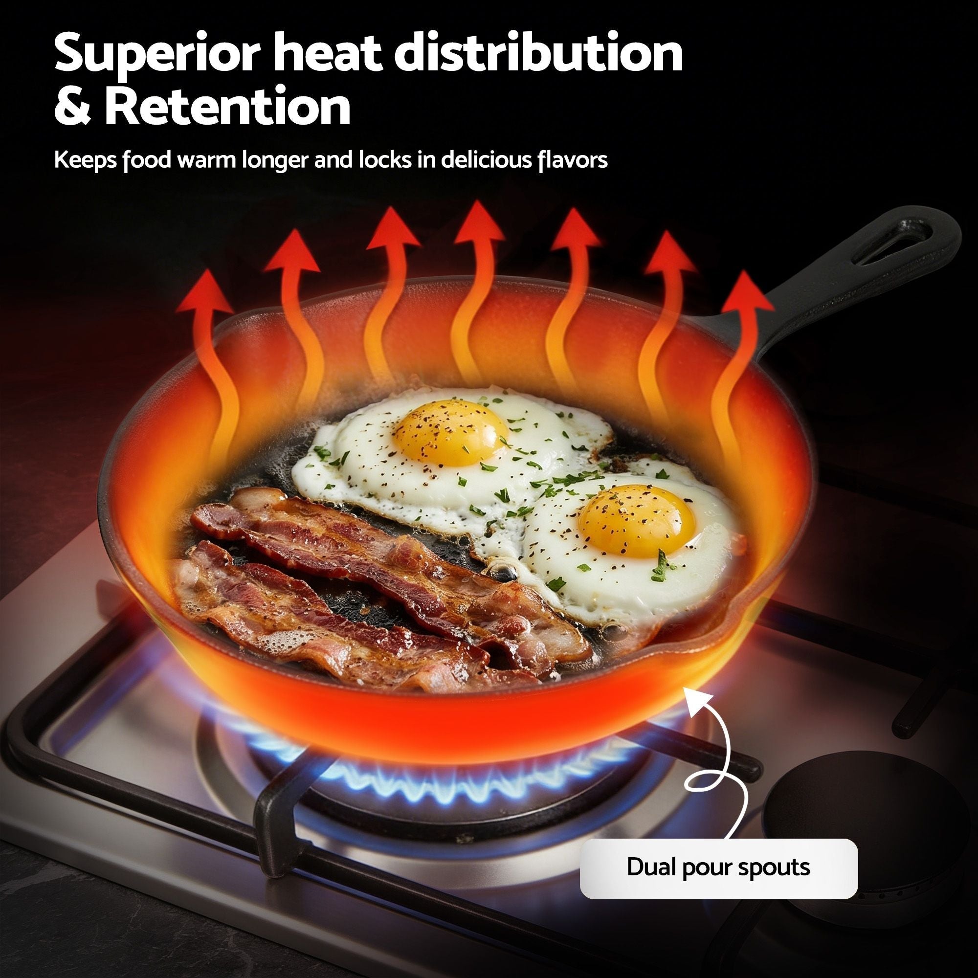 5 - Star Chef Cast Iron Fry Pan Skillet Cookware Set Induction Black 14/16/20/24cm - Home & Garden > Kitchenware > Skillets & Frying Pans - Rivercity House & Home Co. (ABN 18 642 972 209) - Affordable Modern Furniture Australia