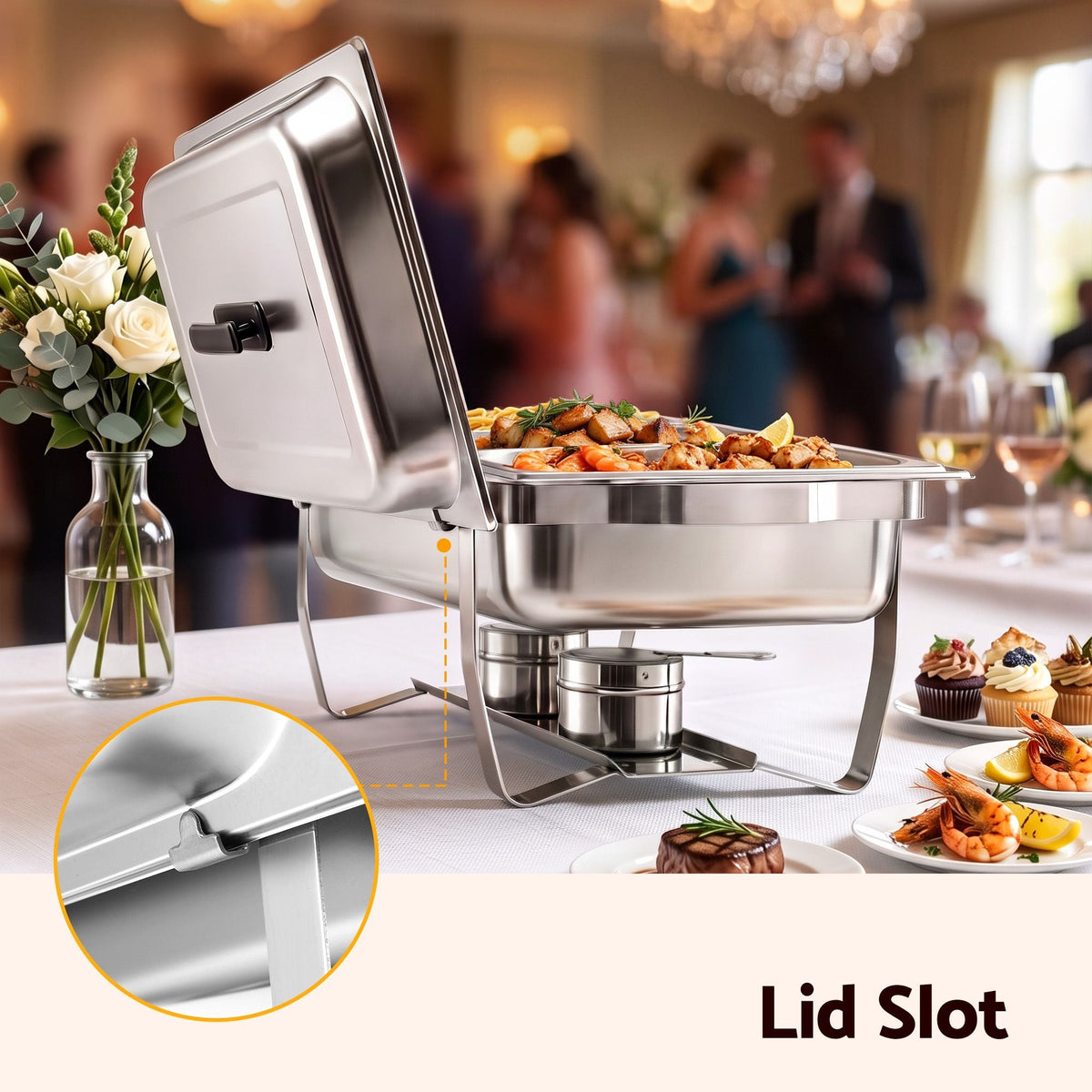 5-Star Chef Chafing Dish 7.5L 3-Pan Buffet Warmer Food Warmer Catering Server - Appliances > Kitchen Appliances > Food Warmers & Chafing Dishes - Rivercity House & Home Co. (ABN 18 642 972 209) - Affordable Modern Furniture Australia