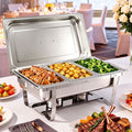 7.5L 3-Pan Chafing Dish Buffet Warmer Food Server with Foldable Frame - Stainless Steel