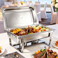 9L 1-Pan Chafing Dish Buffet Warmer with Foldable Base - Stainless Steel