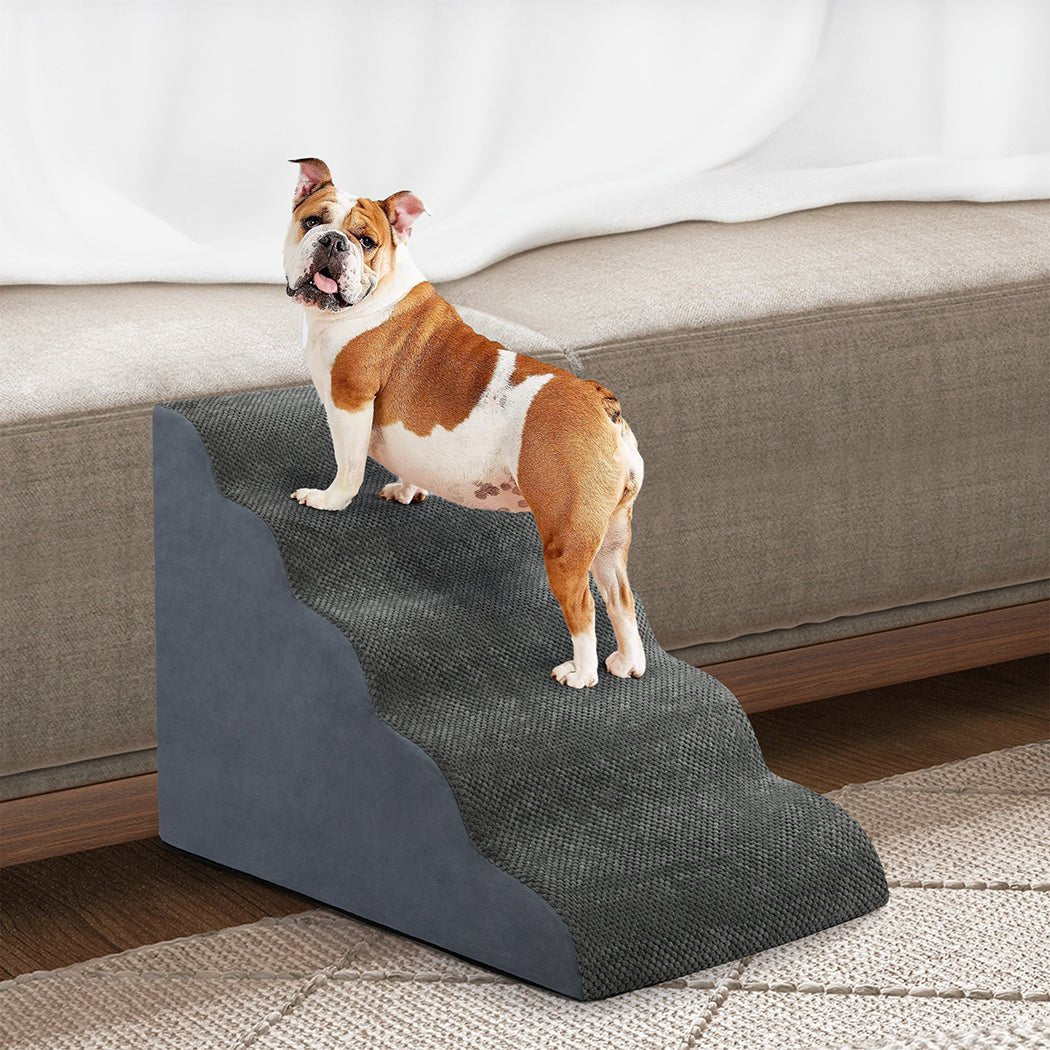 5 - Step High Density Foam Pet Stairs with Non - Slip Surface - Grey - Rivercity House & Home Co. (ABN 18 642 972 209) - Affordable Modern Furniture Australia