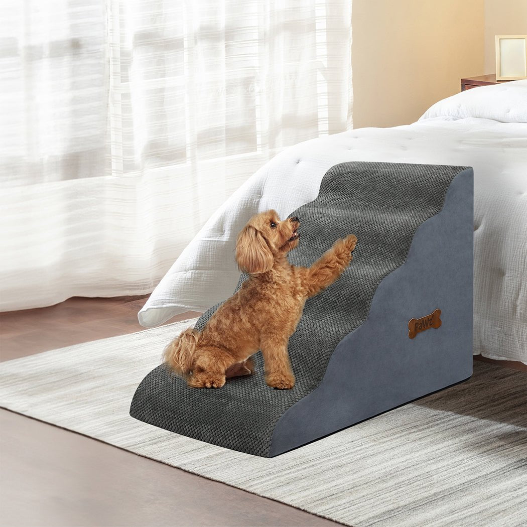 5 - Step High Density Foam Pet Stairs with Non - Slip Surface - Grey - Rivercity House & Home Co. (ABN 18 642 972 209) - Affordable Modern Furniture Australia