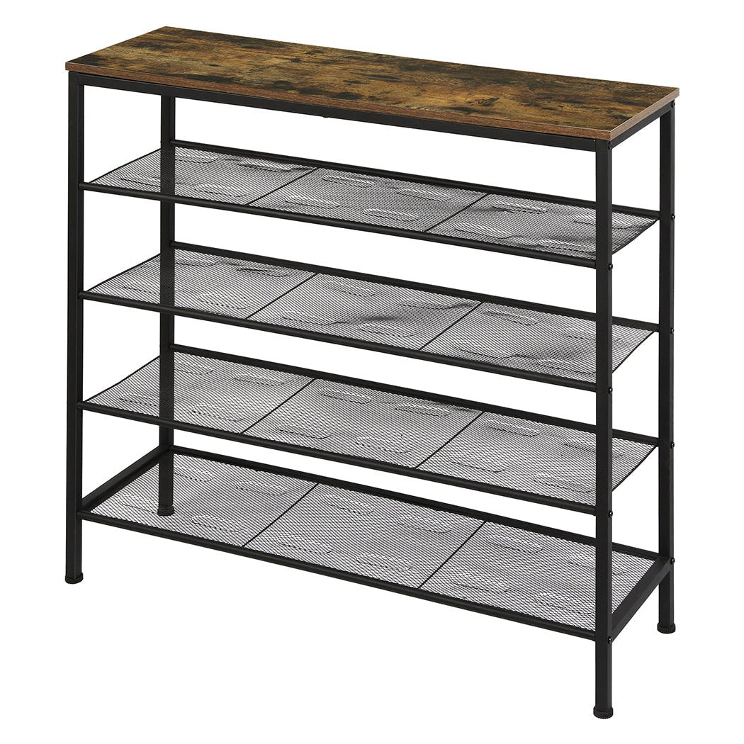 5 - Tier 100cm Wide Shoe Rack Storage Cabinet - Brown - Rivercity House & Home Co. (ABN 18 642 972 209) - Affordable Modern Furniture Australia