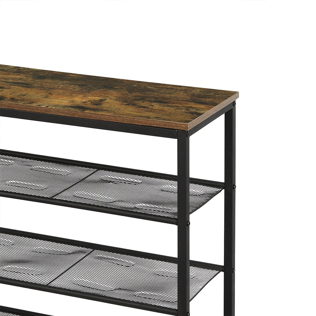 5 - Tier 100cm Wide Shoe Rack Storage Cabinet - Brown - Rivercity House & Home Co. (ABN 18 642 972 209) - Affordable Modern Furniture Australia