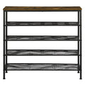 5-Tier 100cm Wide Shoe Rack Storage Cabinet - Brown