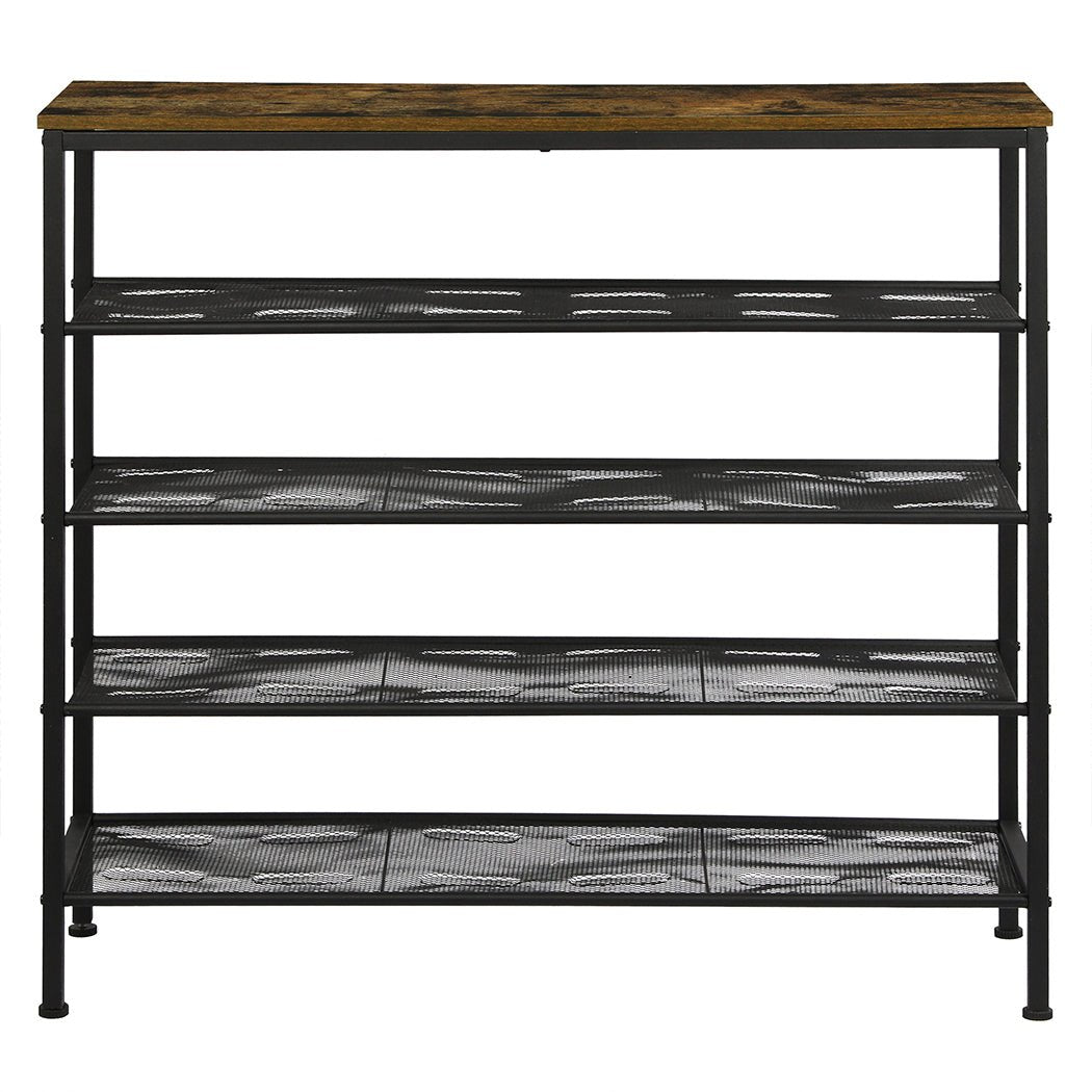 5 - Tier 100cm Wide Shoe Rack Storage Cabinet - Brown - Rivercity House & Home Co. (ABN 18 642 972 209) - Affordable Modern Furniture Australia