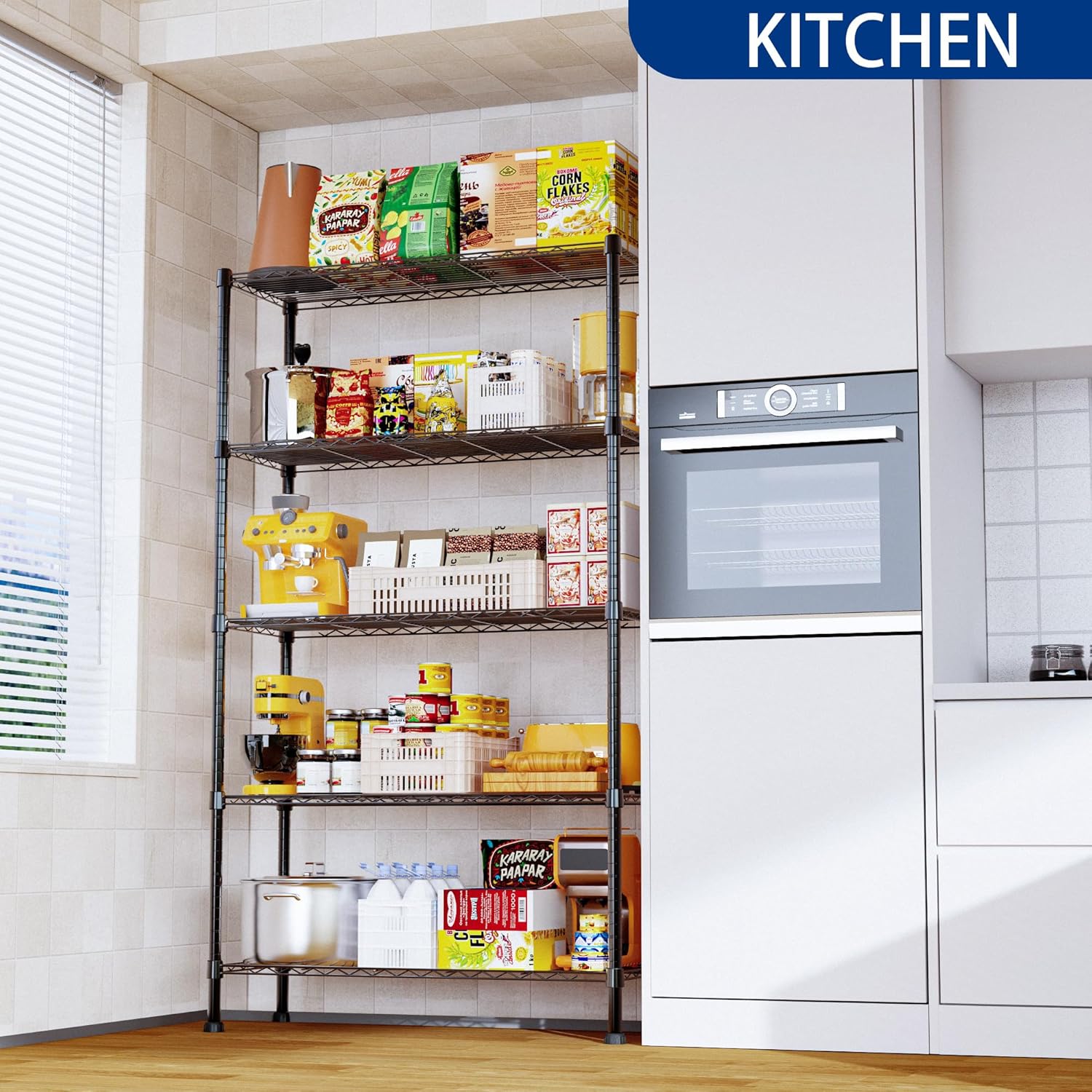 5 - Tier Adjustable Metal Storage Shelves Wire Rack Organizer for Kitchen, Pantry, Bathroom or Laundry Room (60cm W x 40cm D x 176cm H) - Home & Garden > Storage > Clothing & Wardrobe Storage - Rivercity House & Home Co. (ABN 18 642 972 209) - Affordable Modern Furniture Australia