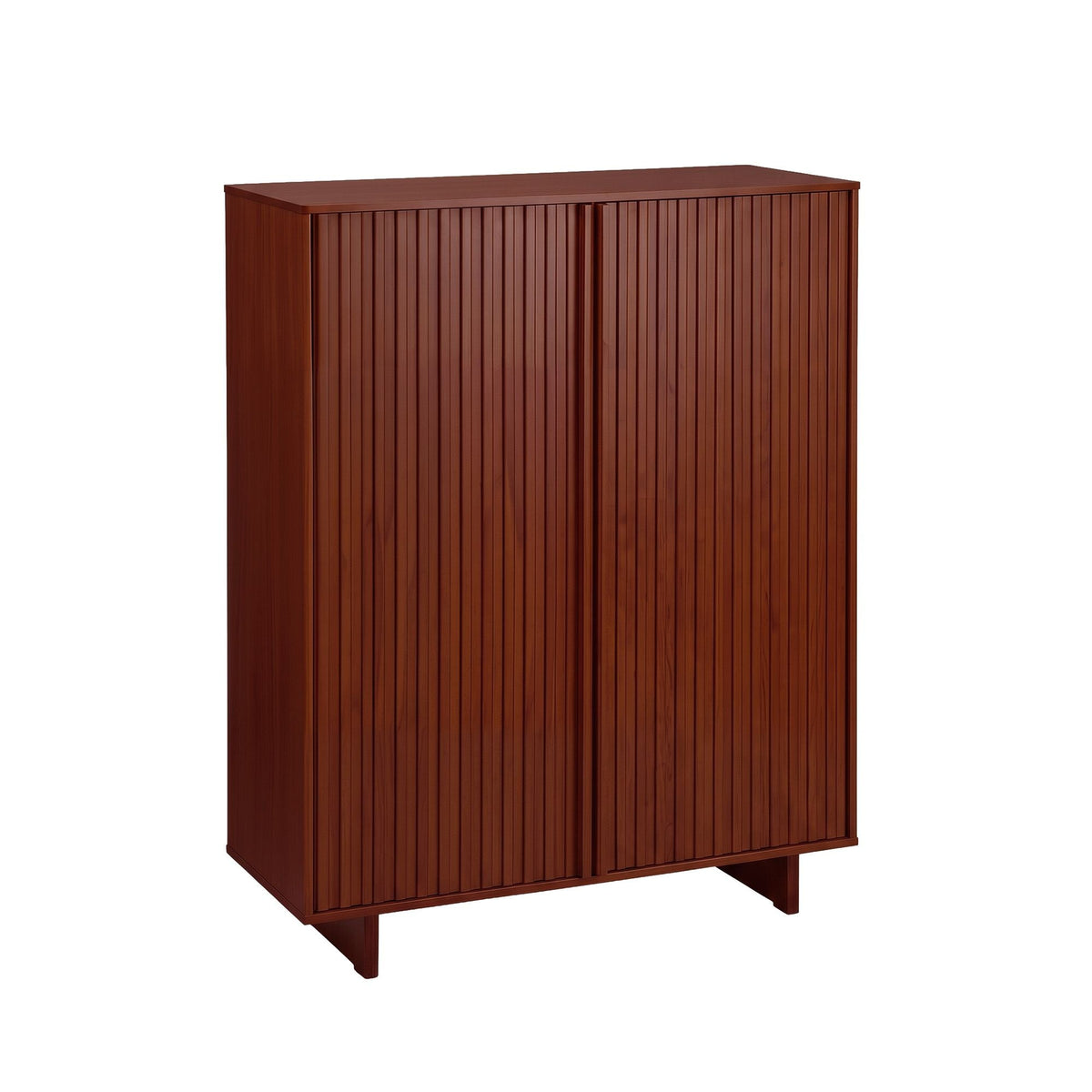 5 Tier Adjustable Shoe Cabinet Storage Organiser with Fluted Doors - Walnut - Furniture > Living Room > Shoe Storage - Rivercity House & Home Co. (ABN 18 642 972 209) - Affordable Modern Furniture Australia