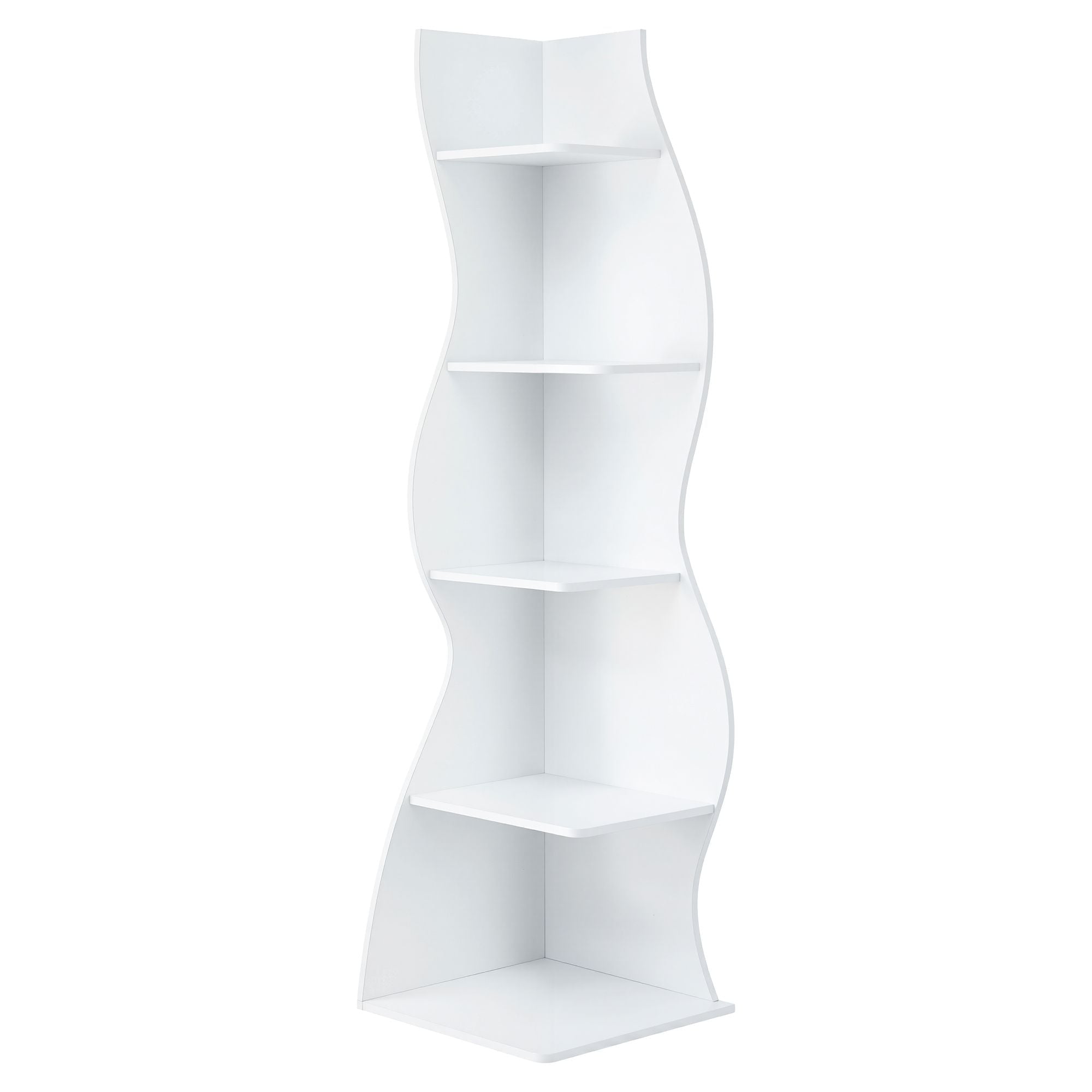 5-Tier Bookshelf Corner Shelf S-shaped Storage Rack White - Furniture > Living Room > Bookcases & Shelves - Rivercity House & Home Co. (ABN 18 642 972 209) - Affordable Modern Furniture Australia