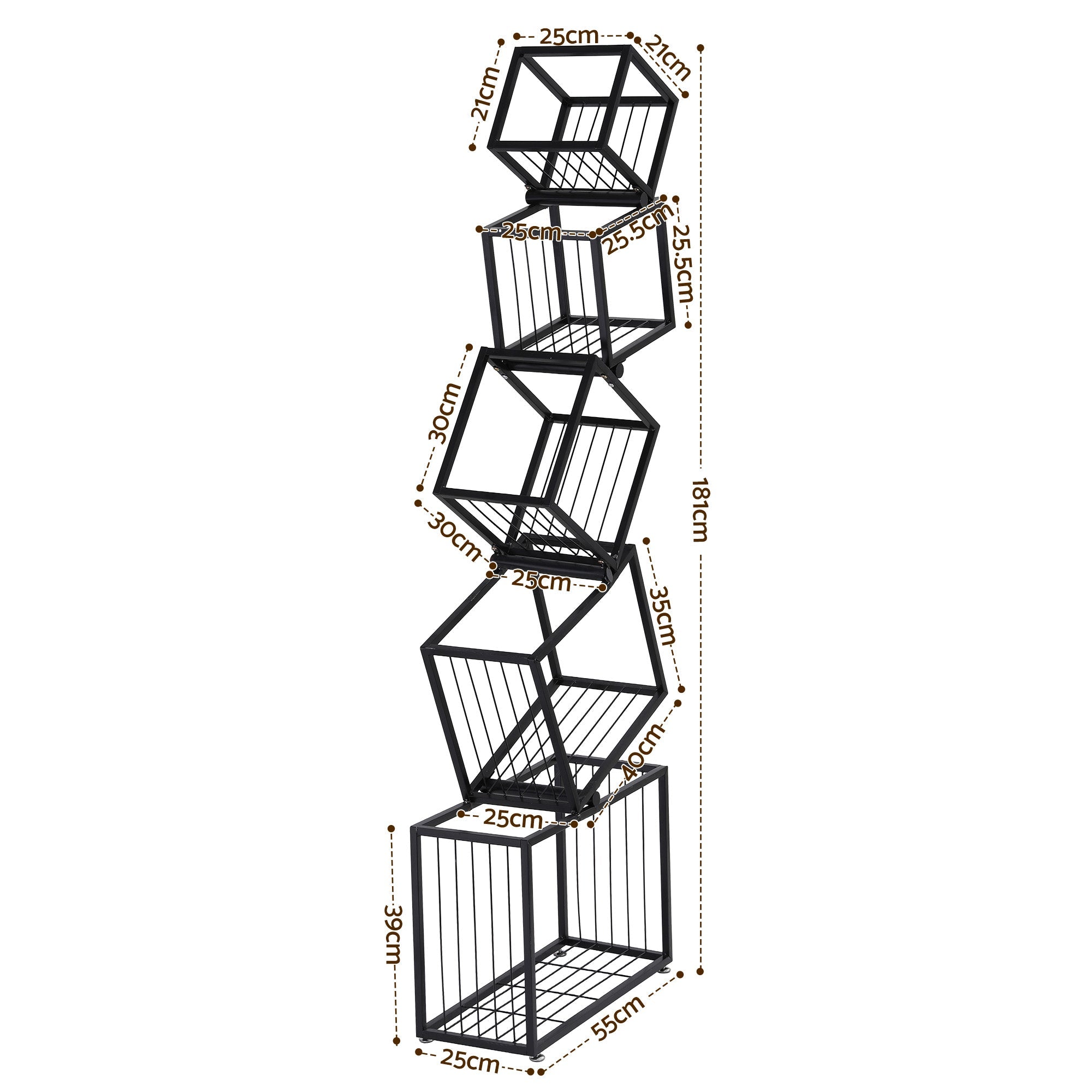 5 - Tier Bookshelf Metal Geometric Display Shelf Storage Organizer Black - Furniture > Living Room > Bookcases & Shelves - Rivercity House & Home Co. (ABN 18 642 972 209) - Affordable Modern Furniture Australia