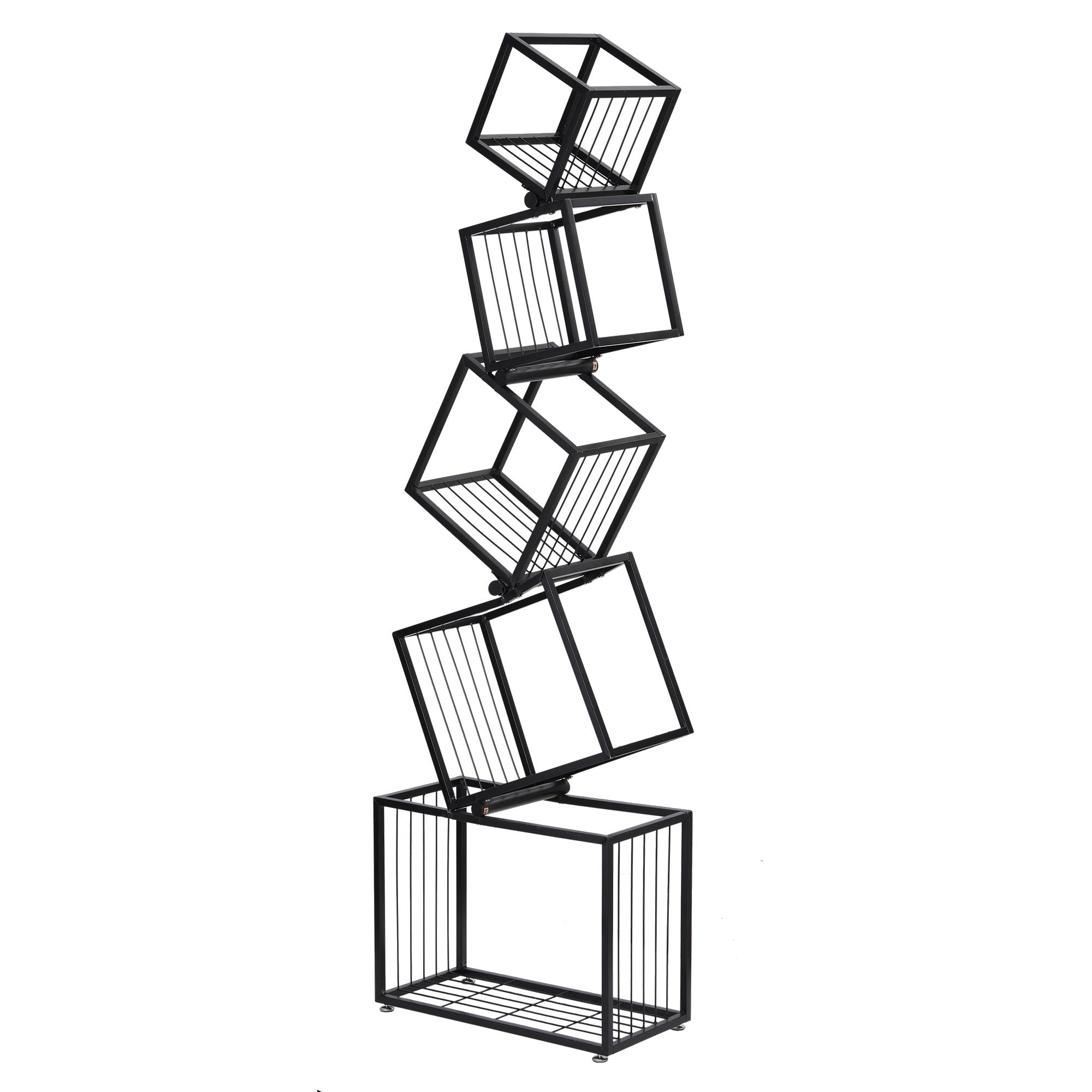 5 - Tier Bookshelf Metal Geometric Display Shelf Storage Organizer Black - Furniture > Living Room > Bookcases & Shelves - Rivercity House & Home Co. (ABN 18 642 972 209) - Affordable Modern Furniture Australia