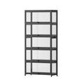 5-Tier Bamboo Frame Display Cabinet with Clear Acrylic Shelves - Black