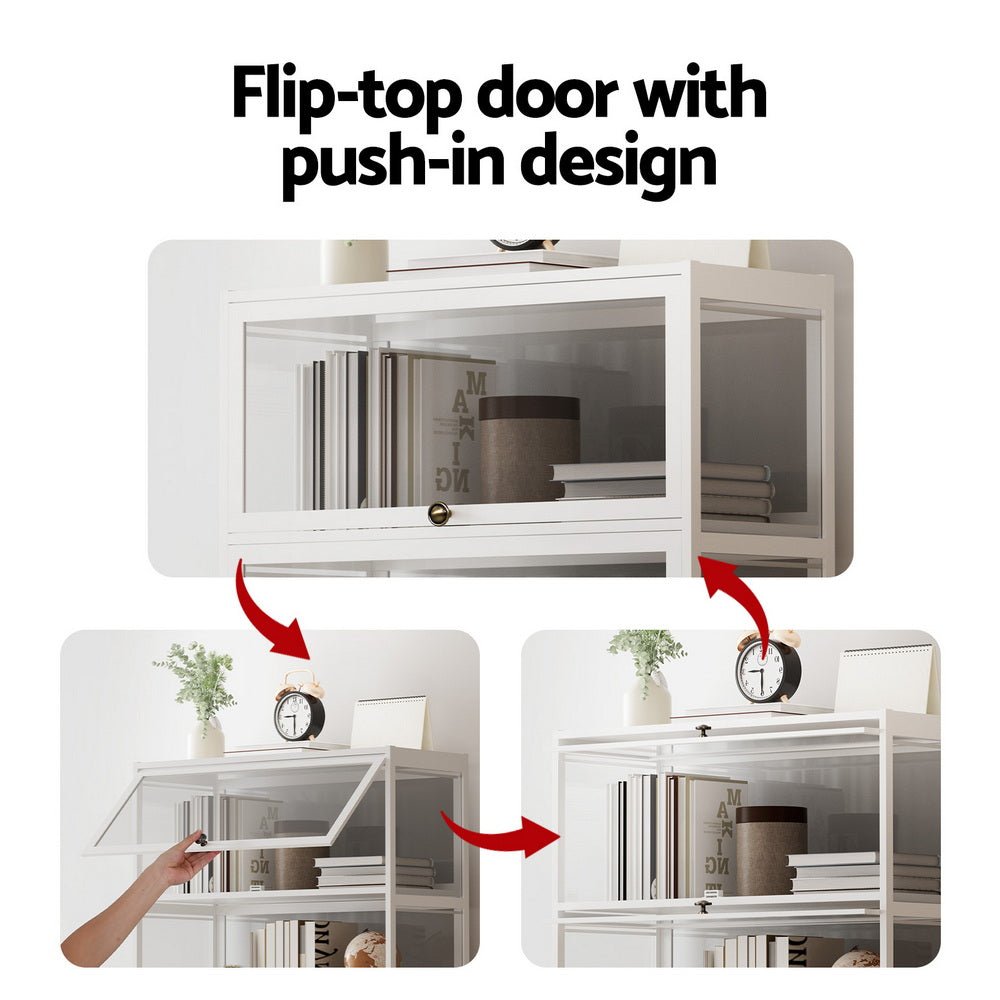 5 - Tier Display Cabinet Storage Bookshelf Clear Shelf White - Furniture > Living Room > Bookcases & Shelves - Rivercity House & Home Co. (ABN 18 642 972 209) - Affordable Modern Furniture Australia