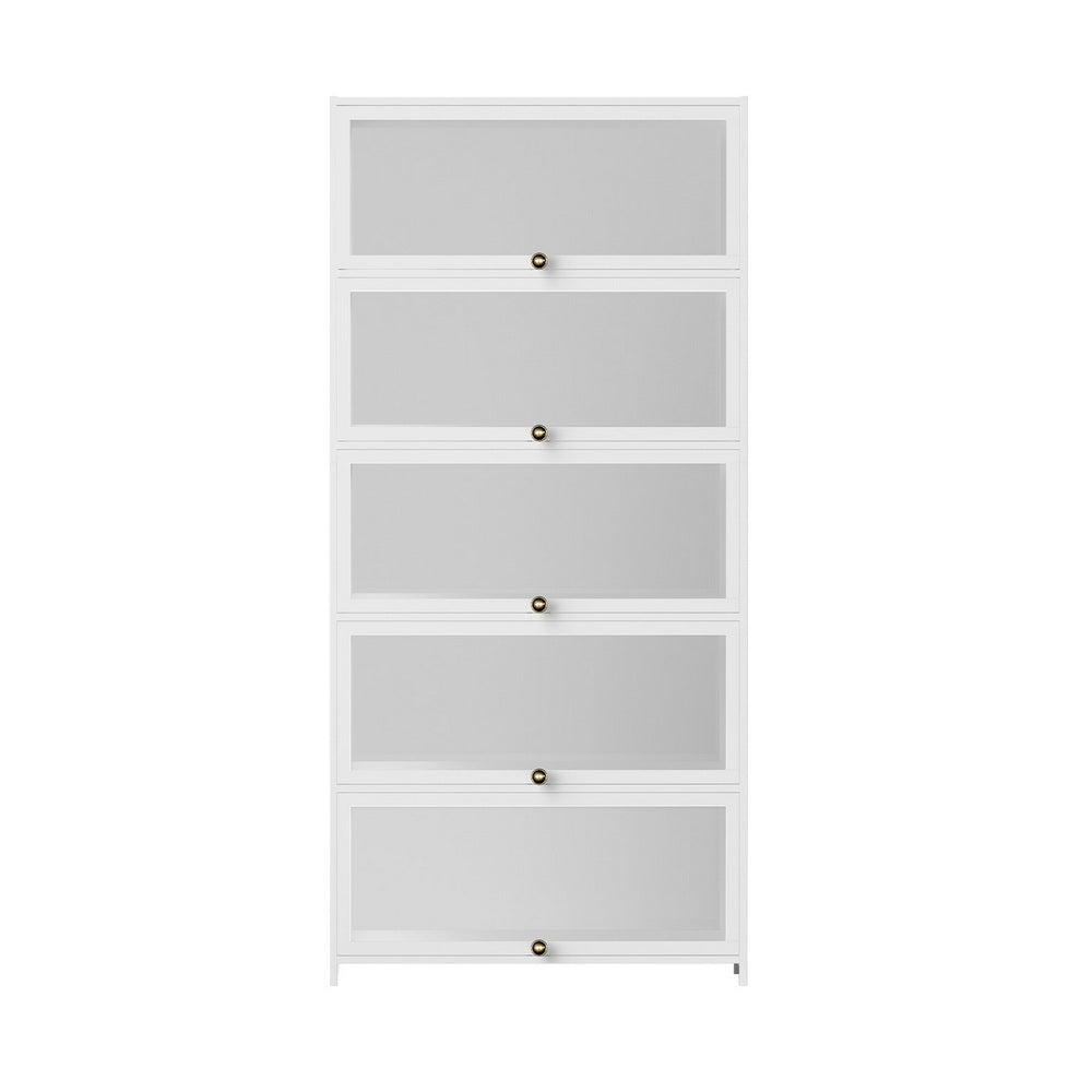 5 - Tier Display Cabinet Storage Bookshelf Clear Shelf White - Furniture > Living Room > Bookcases & Shelves - Rivercity House & Home Co. (ABN 18 642 972 209) - Affordable Modern Furniture Australia