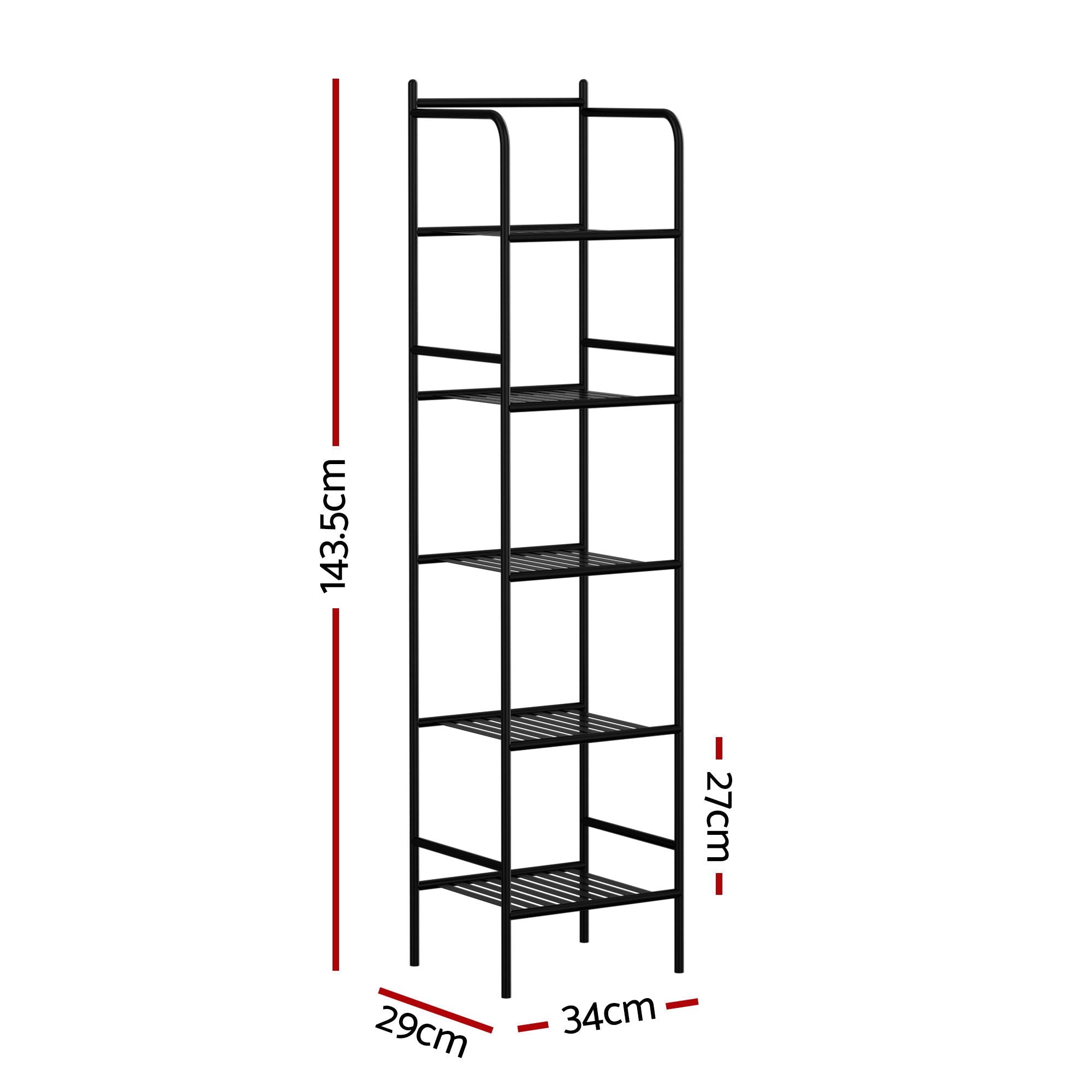 5 Tier Floor Standing Corner Shower Caddy Bathroom Organizer Black - Furniture > Bathroom > Bathroom Cabinets, Cupboards & Storage - Rivercity House & Home Co. (ABN 18 642 972 209) - Affordable Modern Furniture Australia