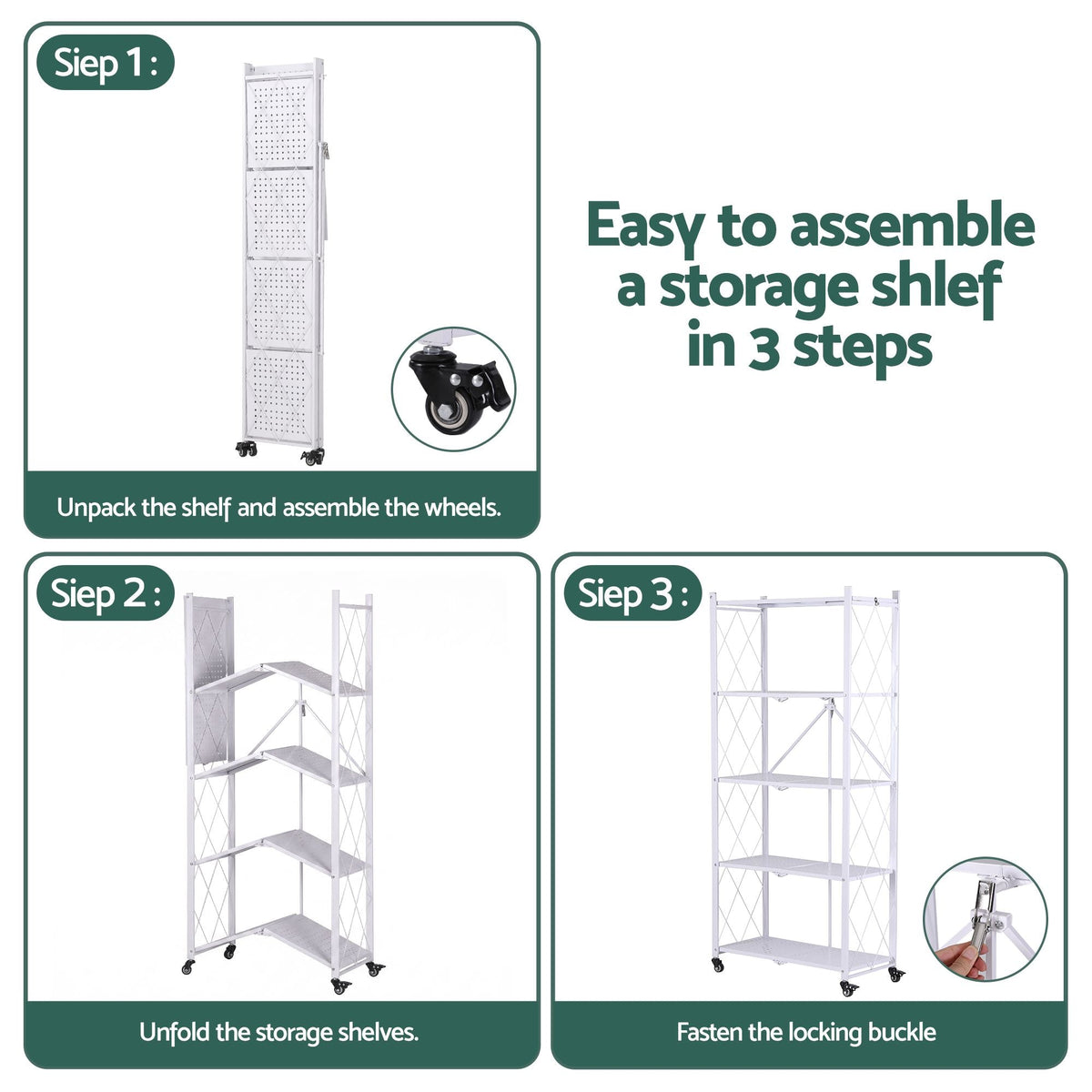 5-Tier Foldable Kitchen Bakers Rack 71x160cm Microwave Stand - White - Home & Garden > Kitchenware > Kitchen Utensils - Rivercity House & Home Co. (ABN 18 642 972 209) - Affordable Modern Furniture Australia