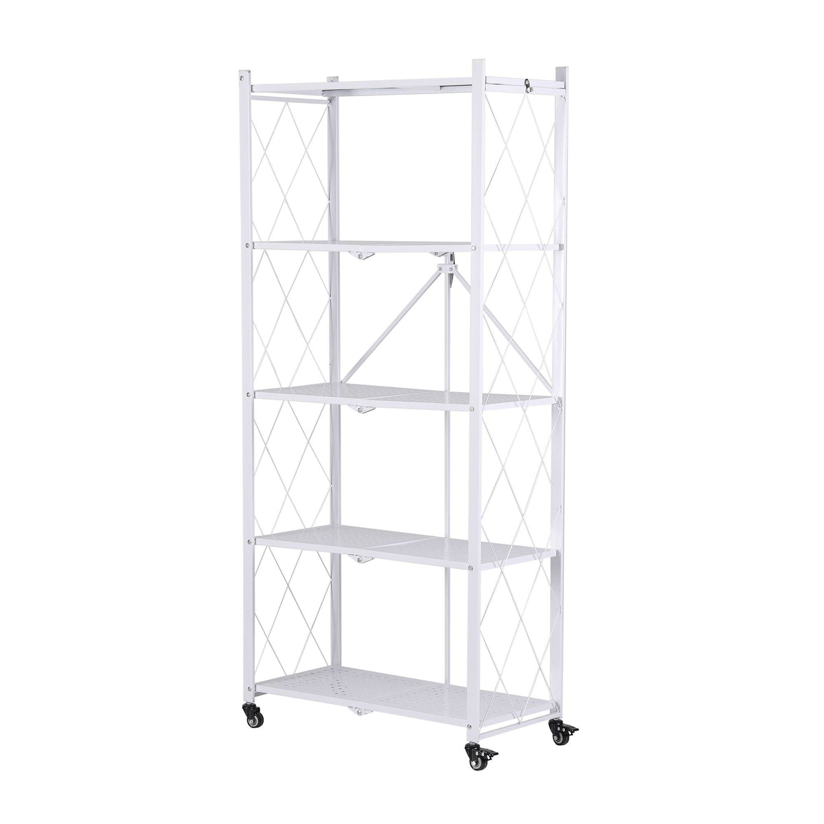 5-Tier Foldable Kitchen Bakers Rack 71x160cm Microwave Stand - White - Home & Garden > Kitchenware > Kitchen Utensils - Rivercity House & Home Co. (ABN 18 642 972 209) - Affordable Modern Furniture Australia